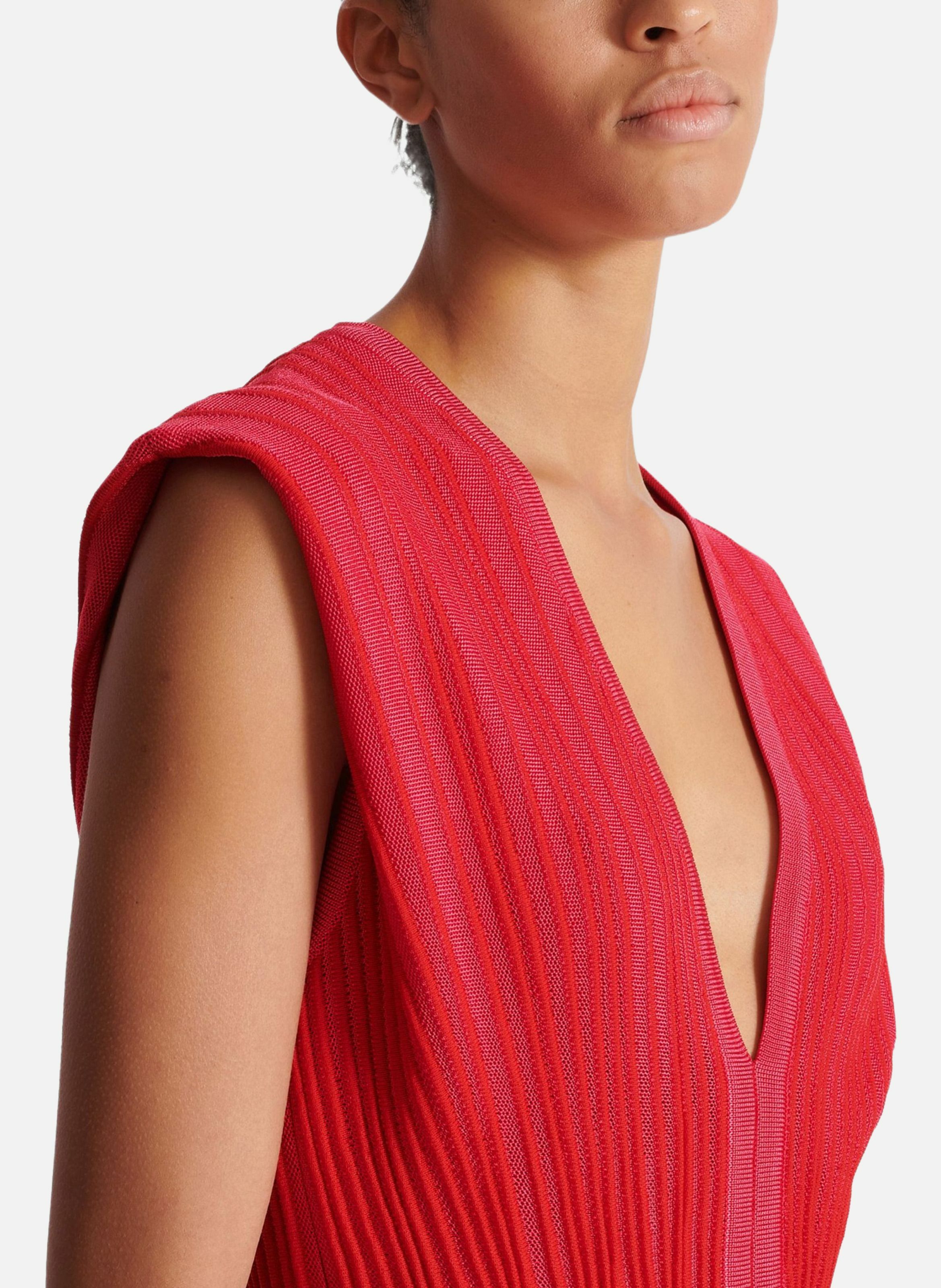 Robe patineuse en maille bicolore BALMAIN Rose