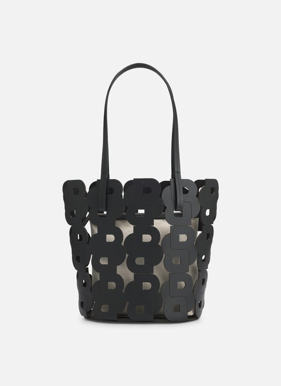 Cabas à monogrammes en cuir Noir by BOSS BOSS Cabas à monogrammes en cuir Noir