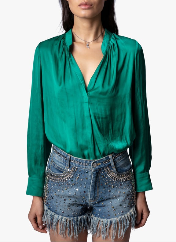 Top à encolure v tink Vert by ZADIG&VOLTAIRE ZADIG&VOLTAIRE Top à encolure v tink Vert