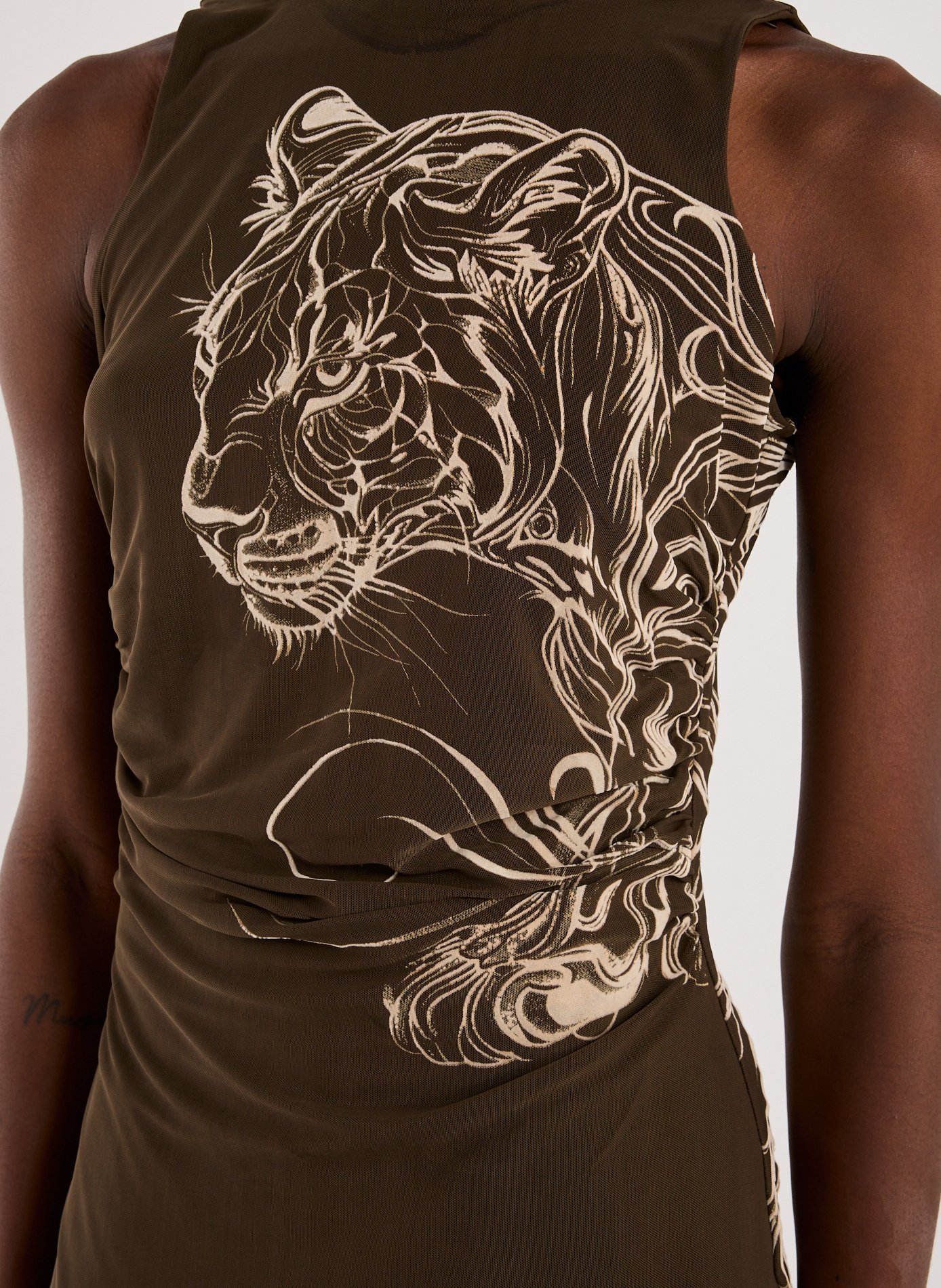 Maxi draped dress GUESS Brown