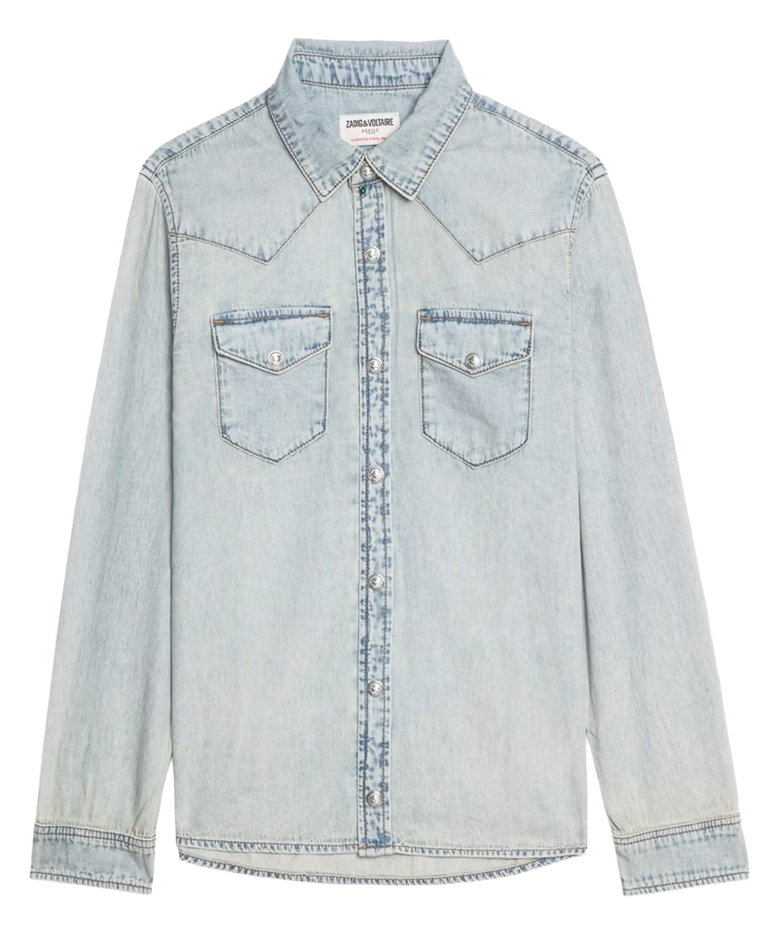 Chemise droite délavée à broderies saby ZADIG&VOLTAIRE Bleu