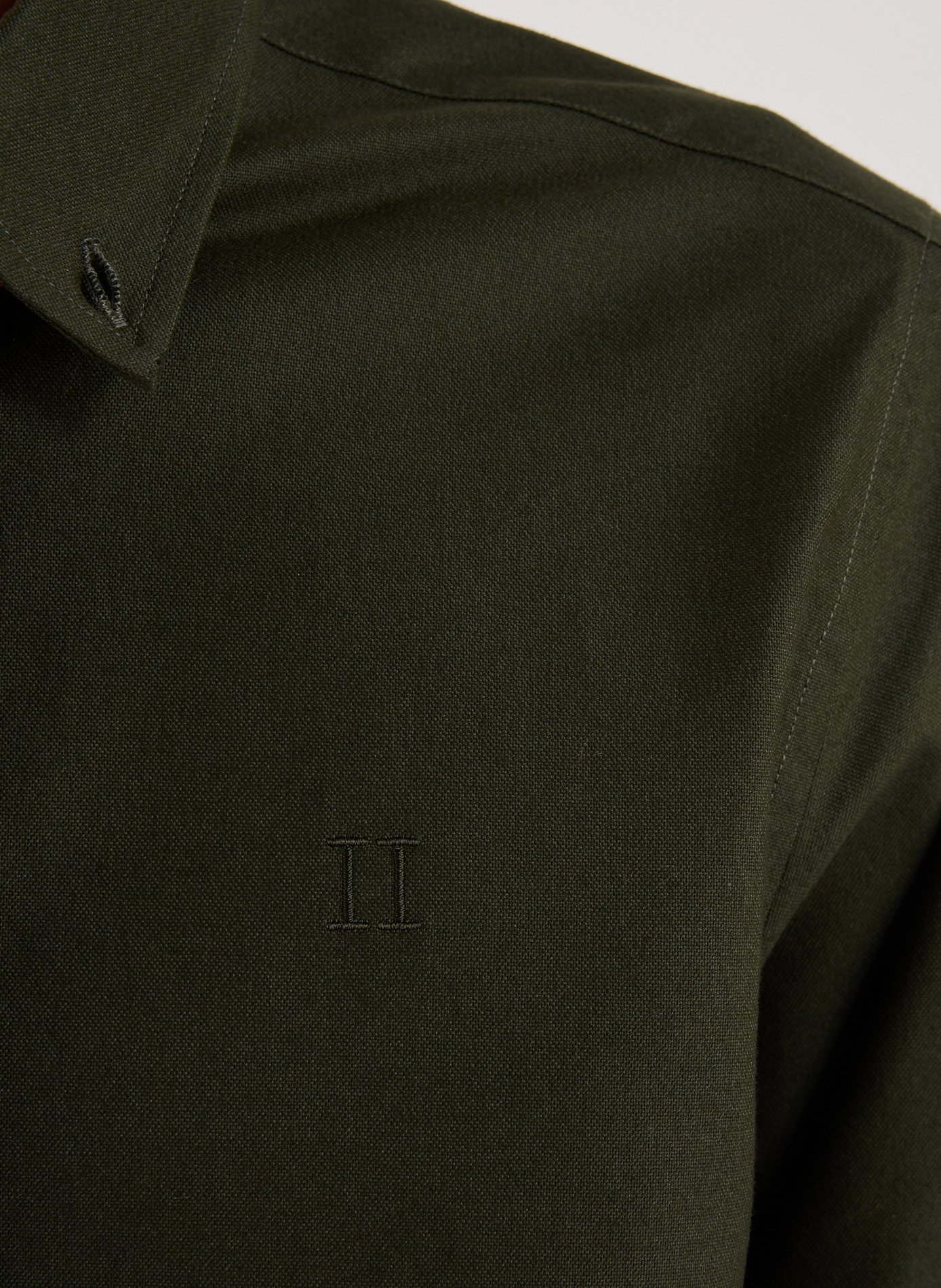 Chemise col américain en coton mélangé LES DEUX Vert