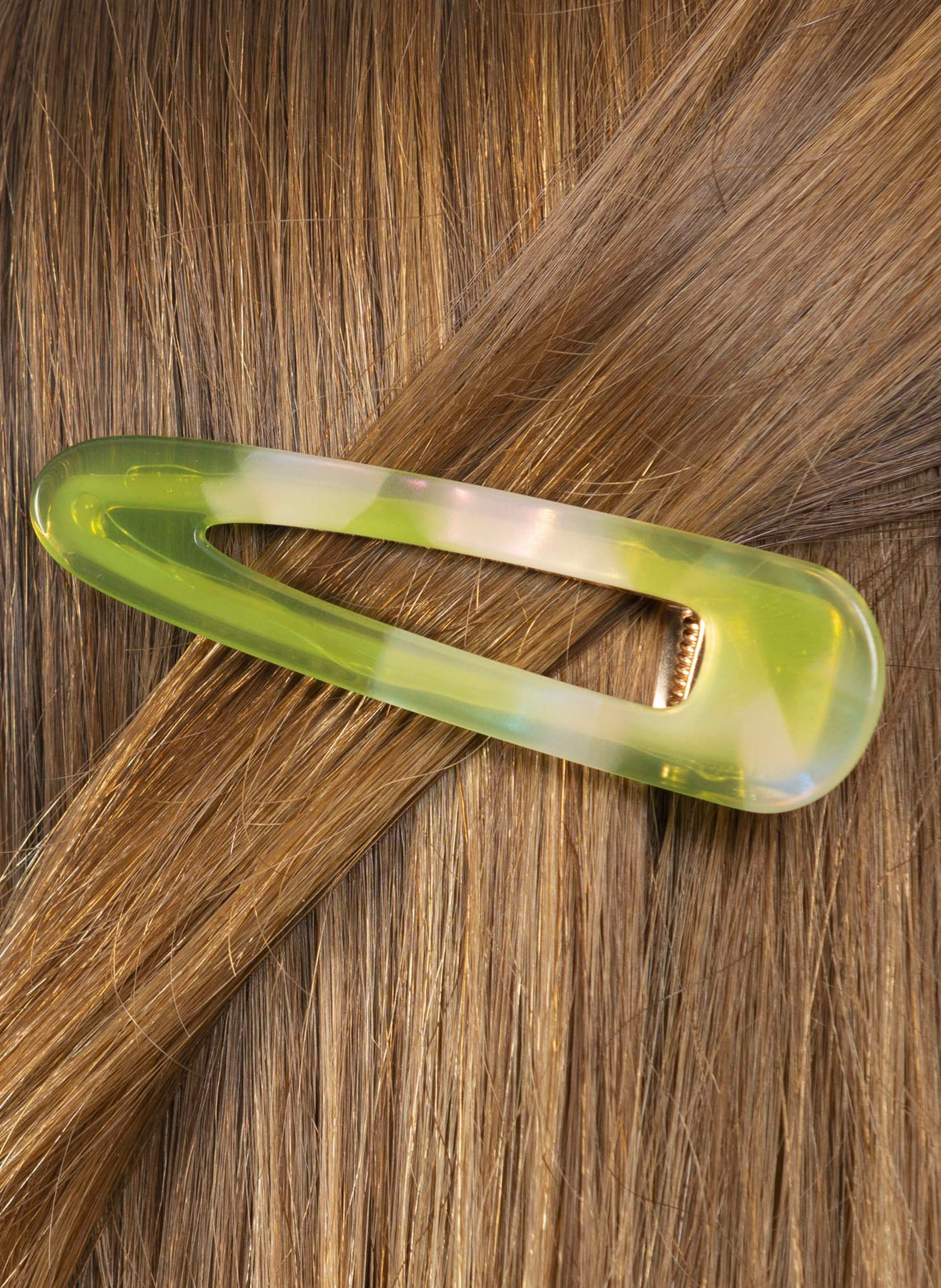 Barrette à cheveux triangle en acétate de cellulose et acier inoxydable KURAGE GINZA Vert