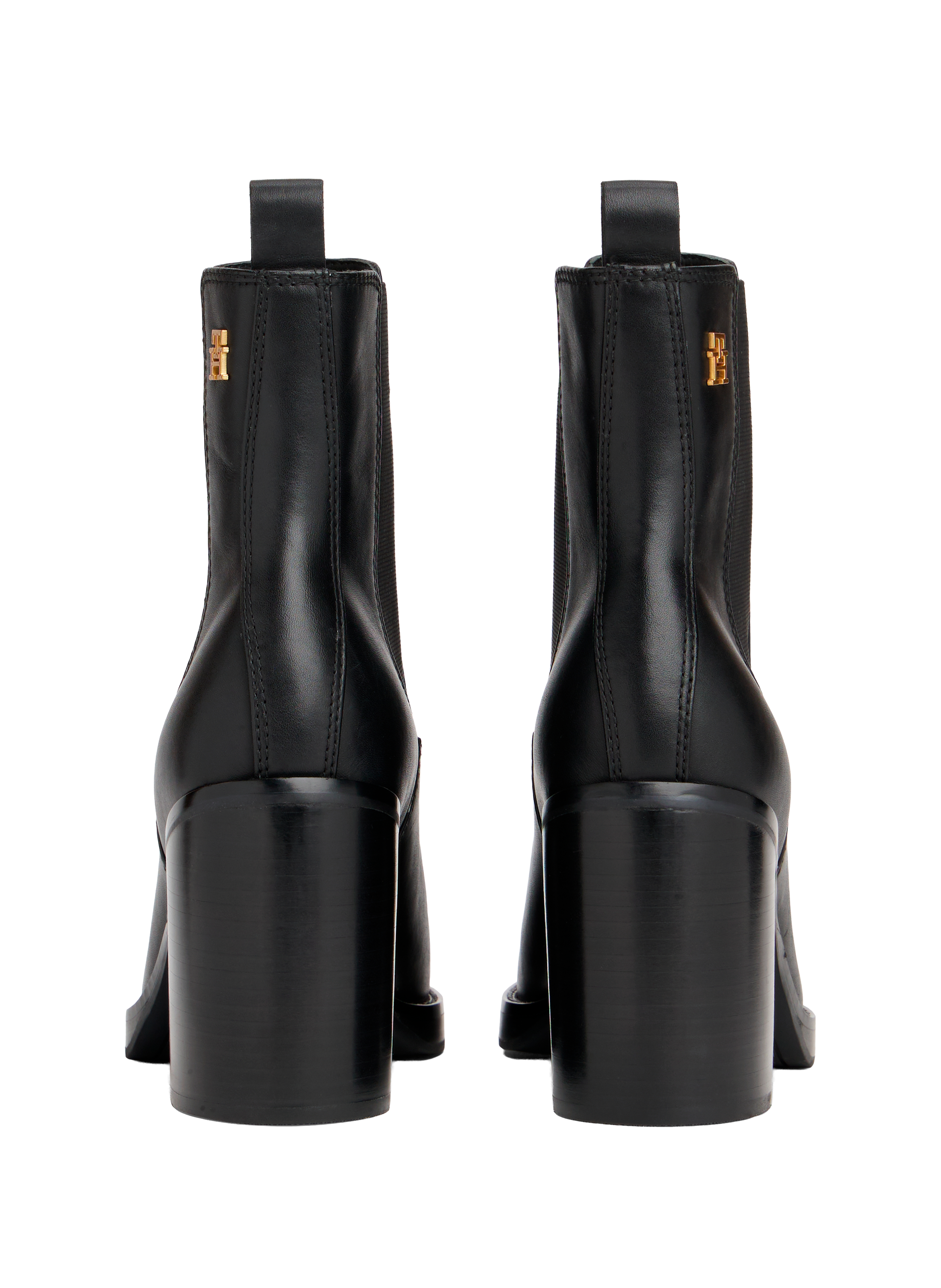 Bottines Chelsea High Block HL en cuir à bout carré  TOMMY HILFIGER Noir