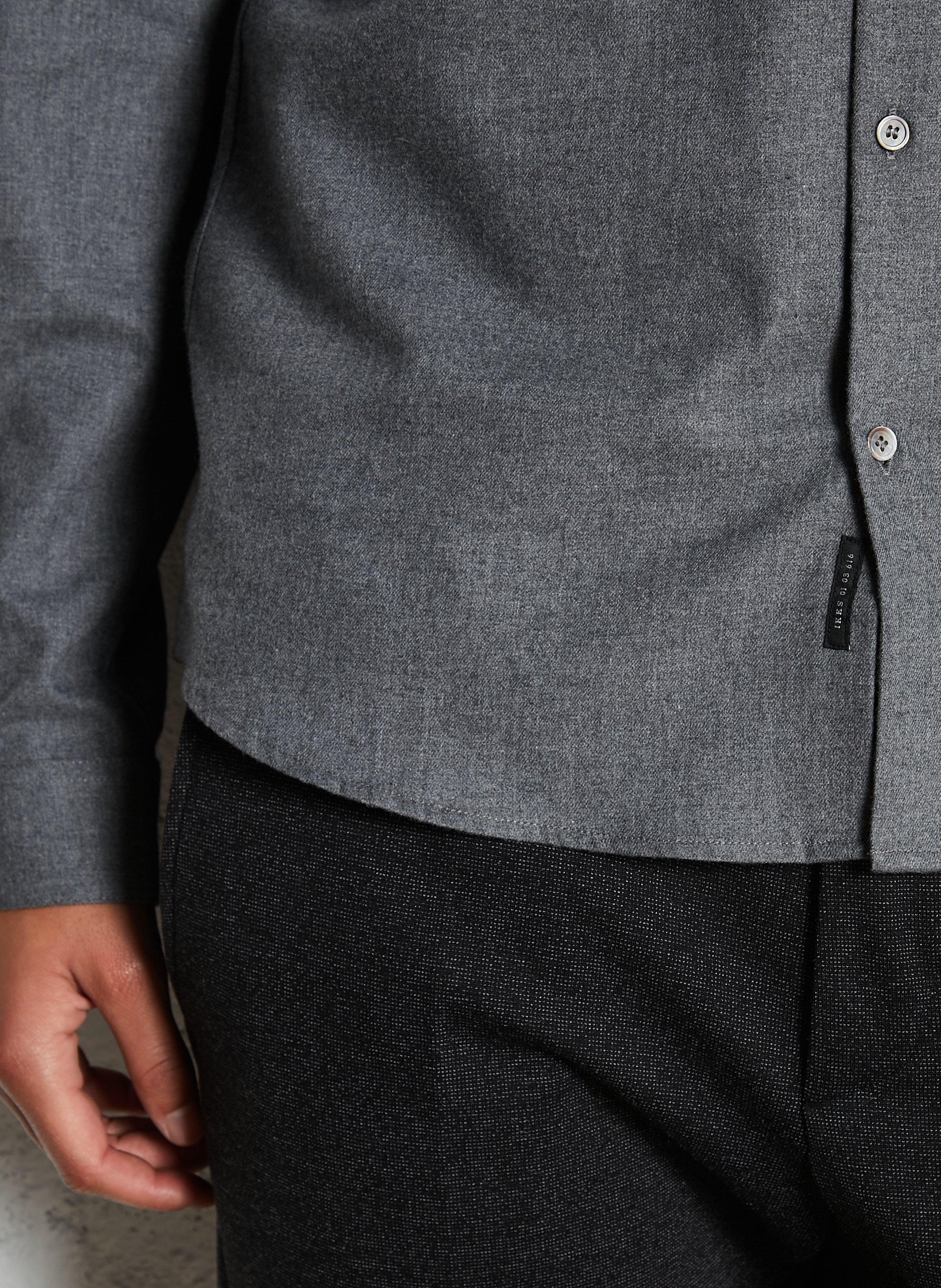 Chemise droite col droite en coton IKKS Gris