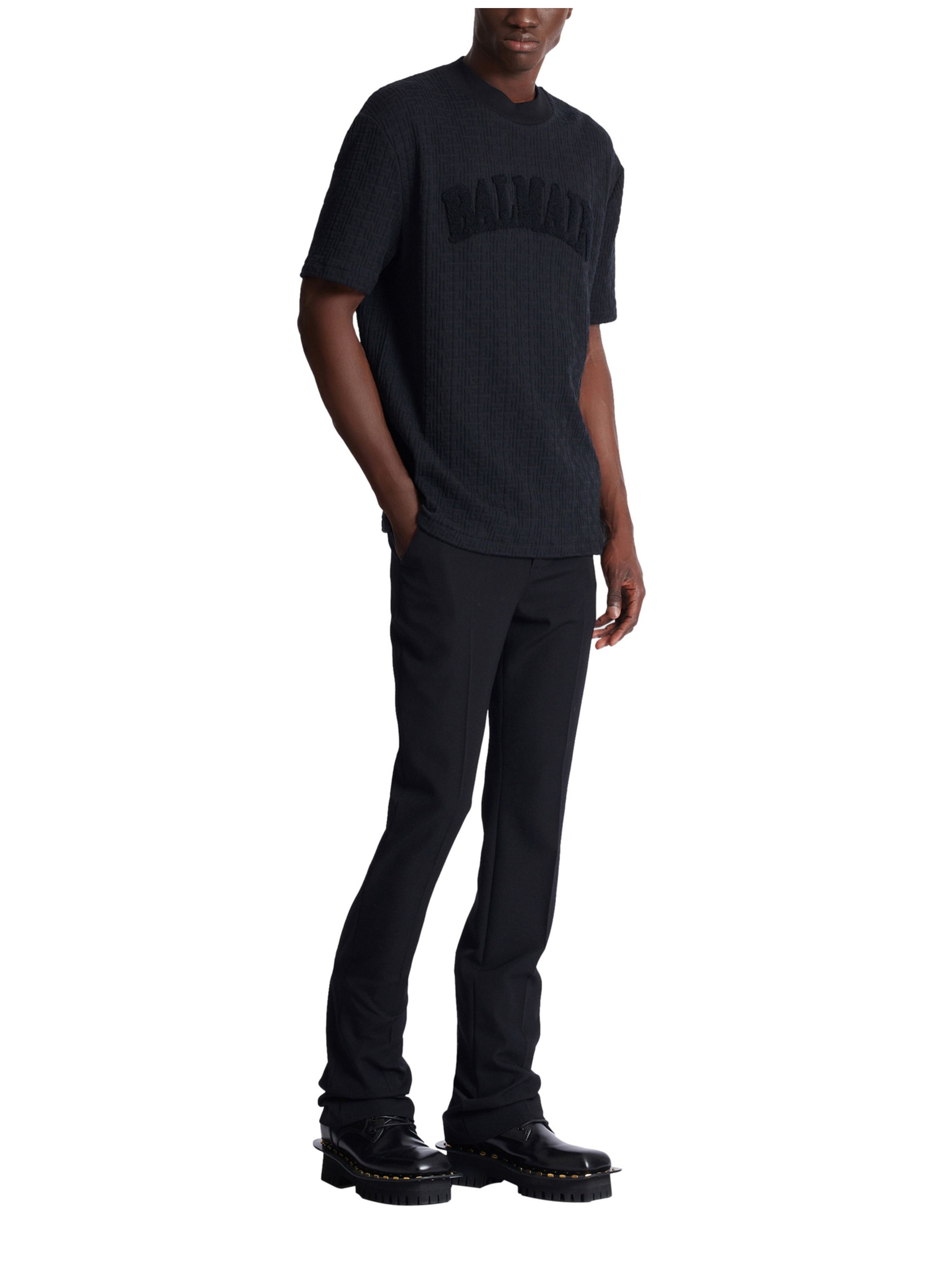 T-shirt monogramme éponge BALMAIN Noir