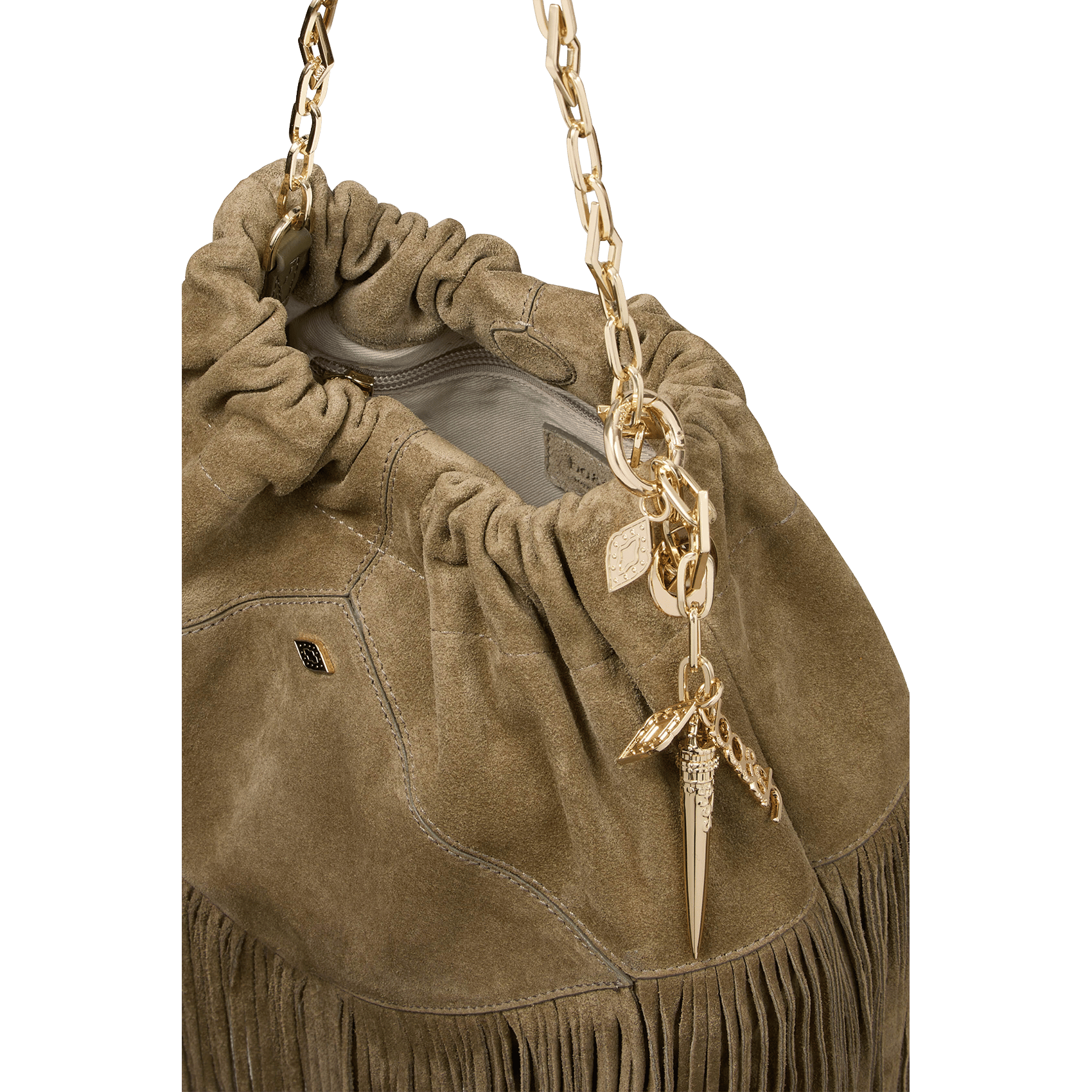 Sac porté épaule en cuir mini june tote BA&SH Kaki