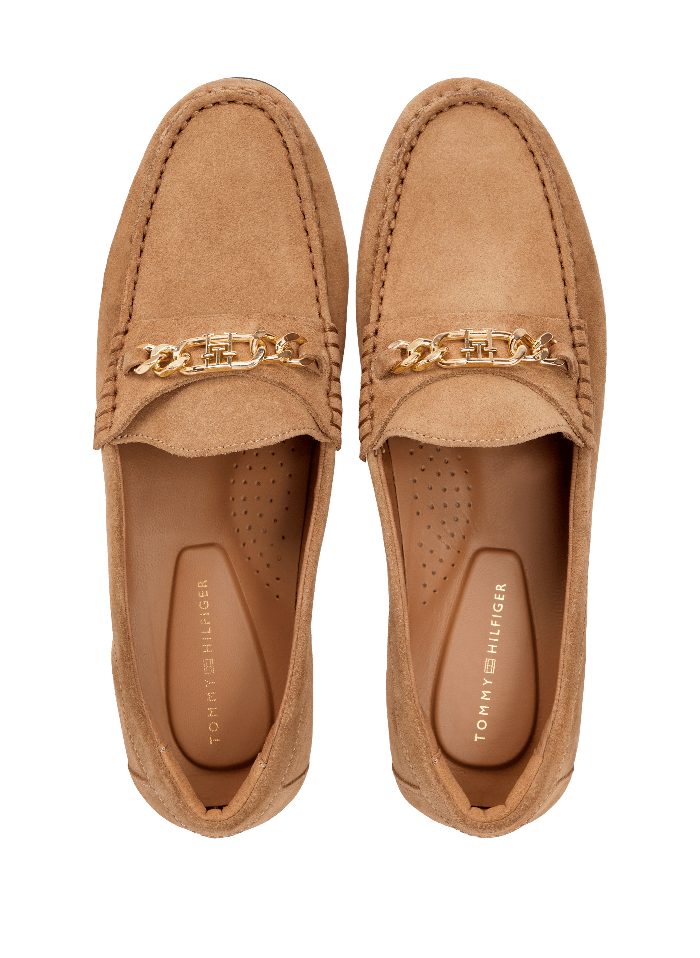 Chain leather suede loafers TOMMY HILFIGER Brown