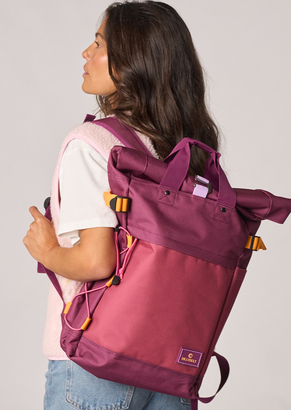 Sac à dos en polyester recyclé rolltop BILLYBELT Rouge