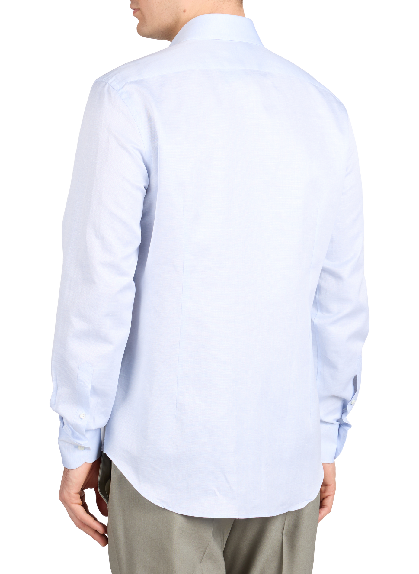 Shirt with classic collar in piqué cotton and linen CORNELIANI Blue