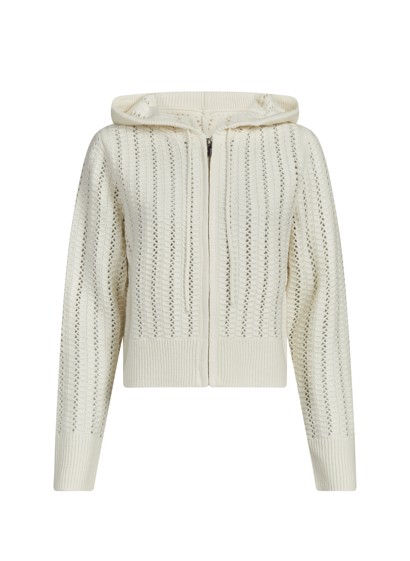 Cardigan tricot à capuche en laine mérinos BERENICE Beige