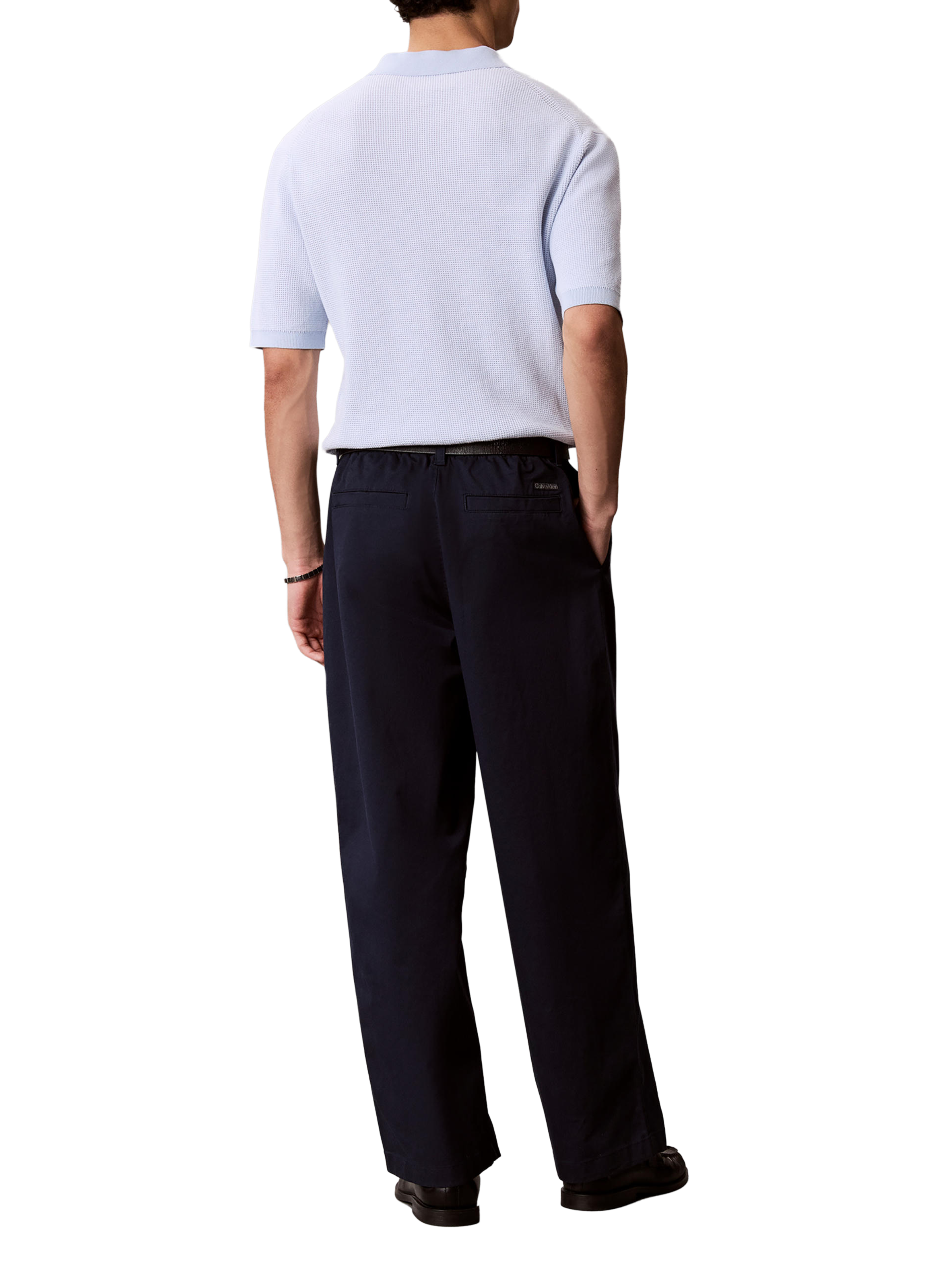 Pantalon droit en coton mélangé CALVIN KLEIN Bleu