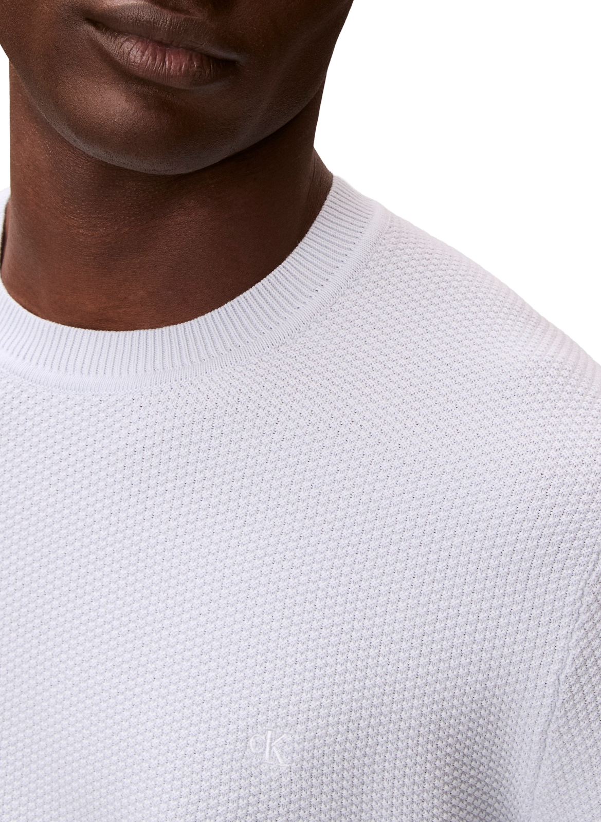 Pull col rond droit en coton BCI CALVIN KLEIN Bleu