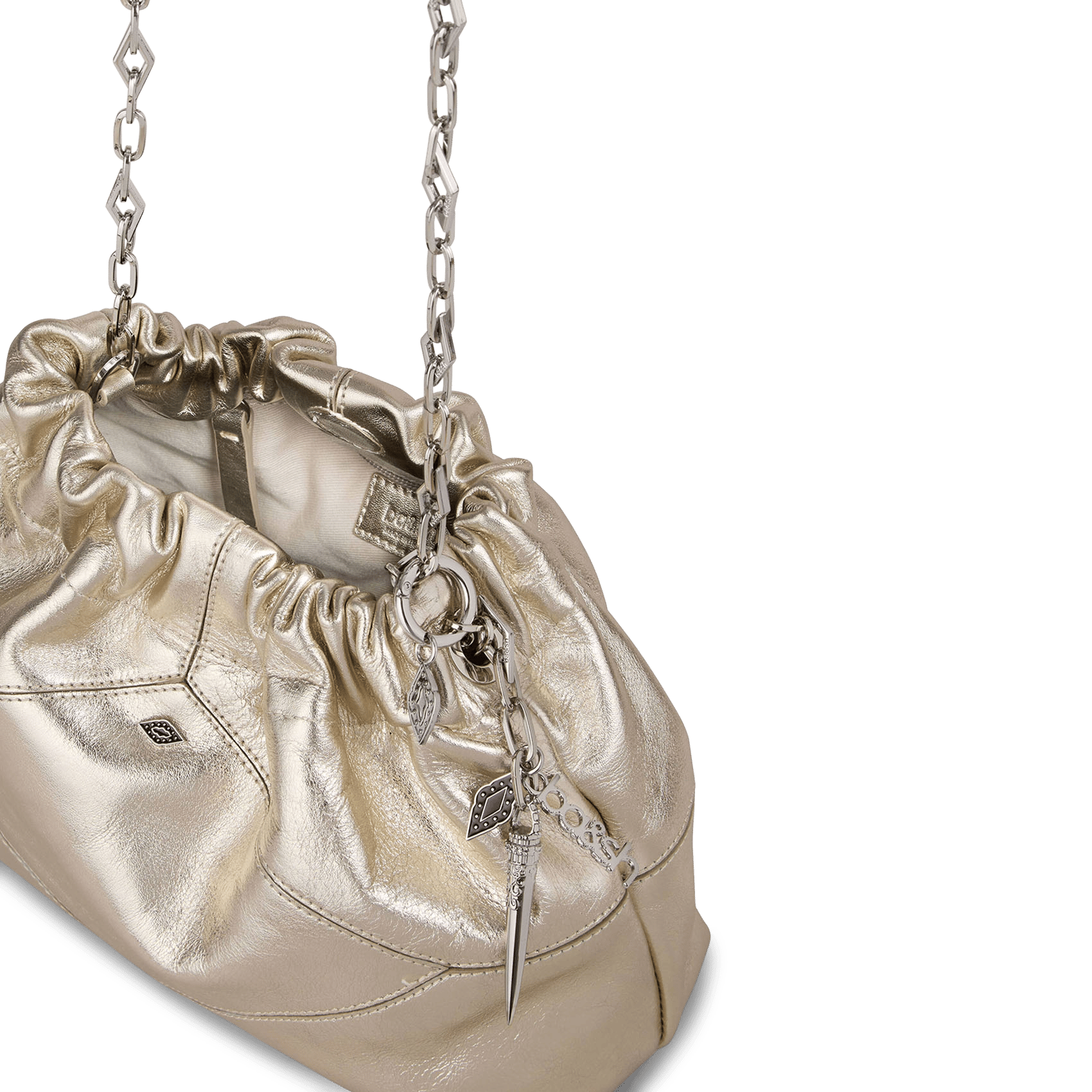 Sac bandoulière en cuir métallisé mini june tote BA&SH Doré