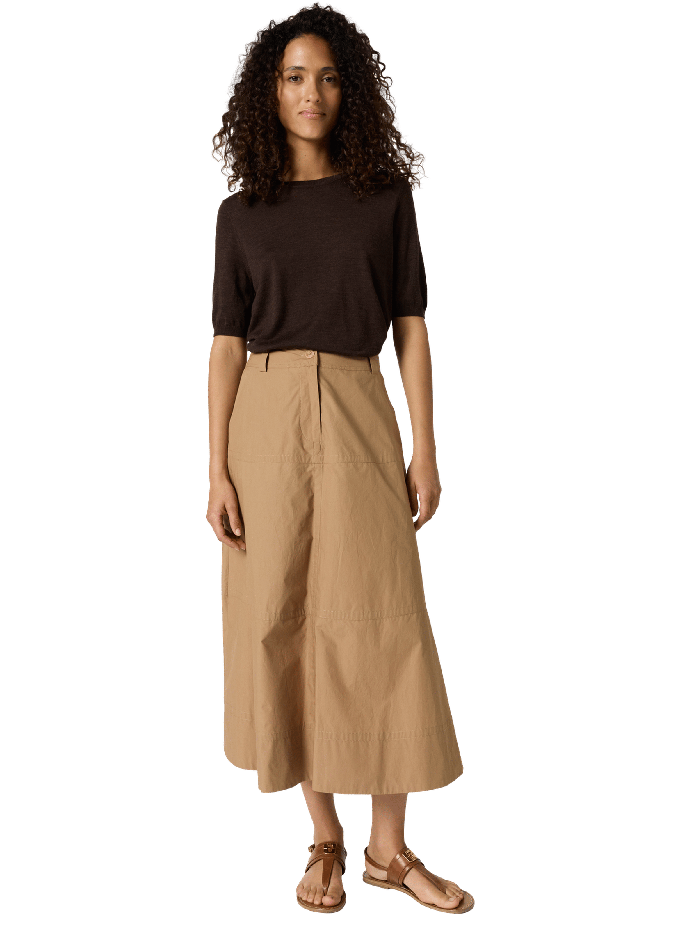 Jupe midi en coton - jina GERARD DAREL Marron