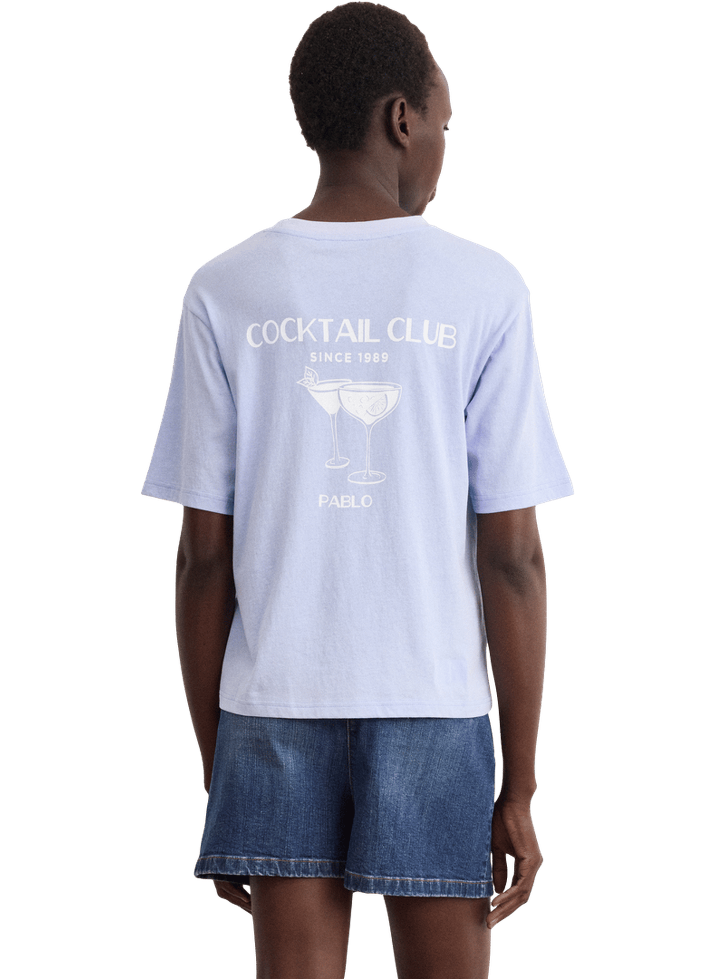 T-shirt en coton sérigraphié PABLO Bleu