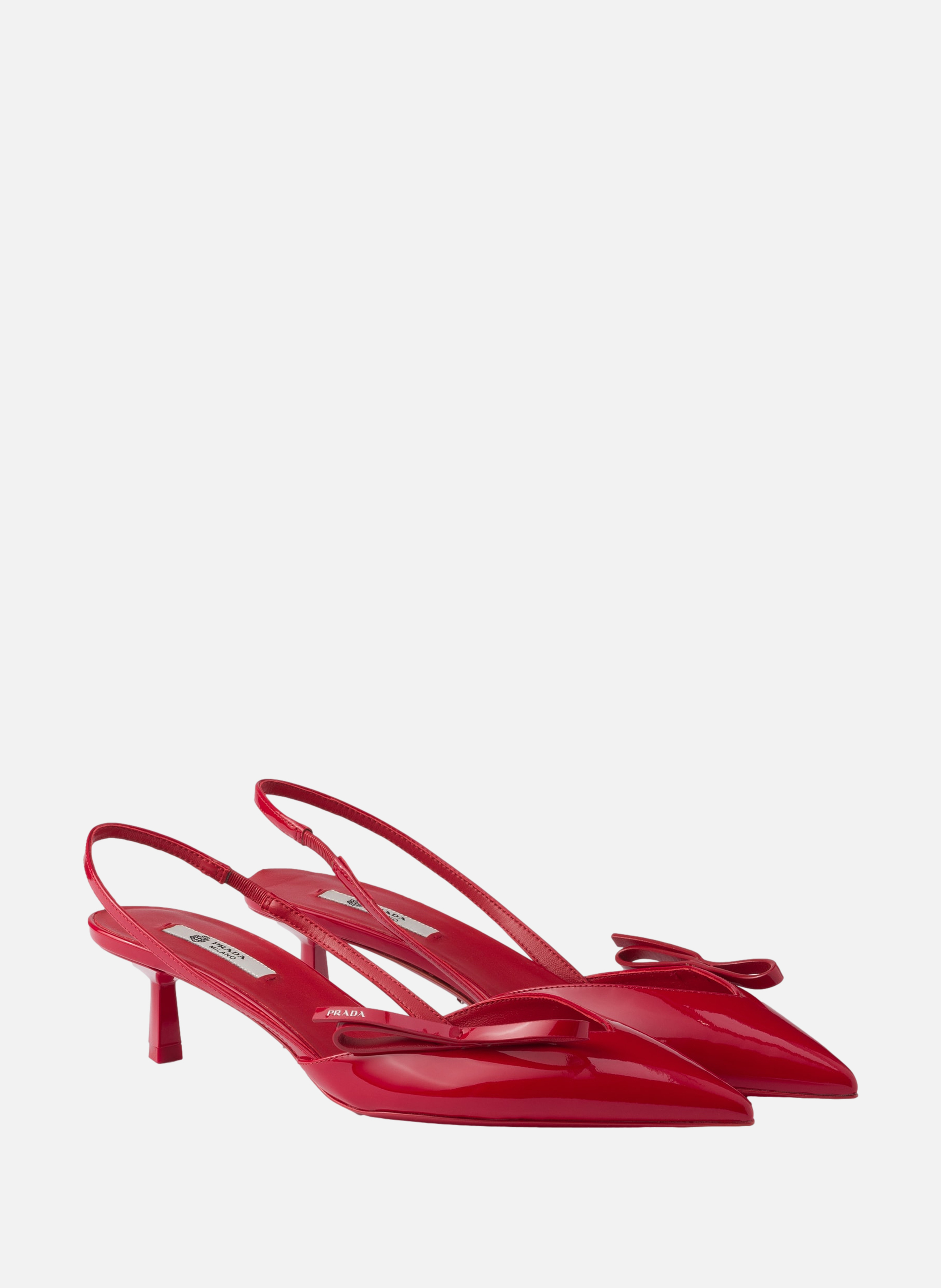 Escarpins à bride arrière en cuir verni PRADA Rouge