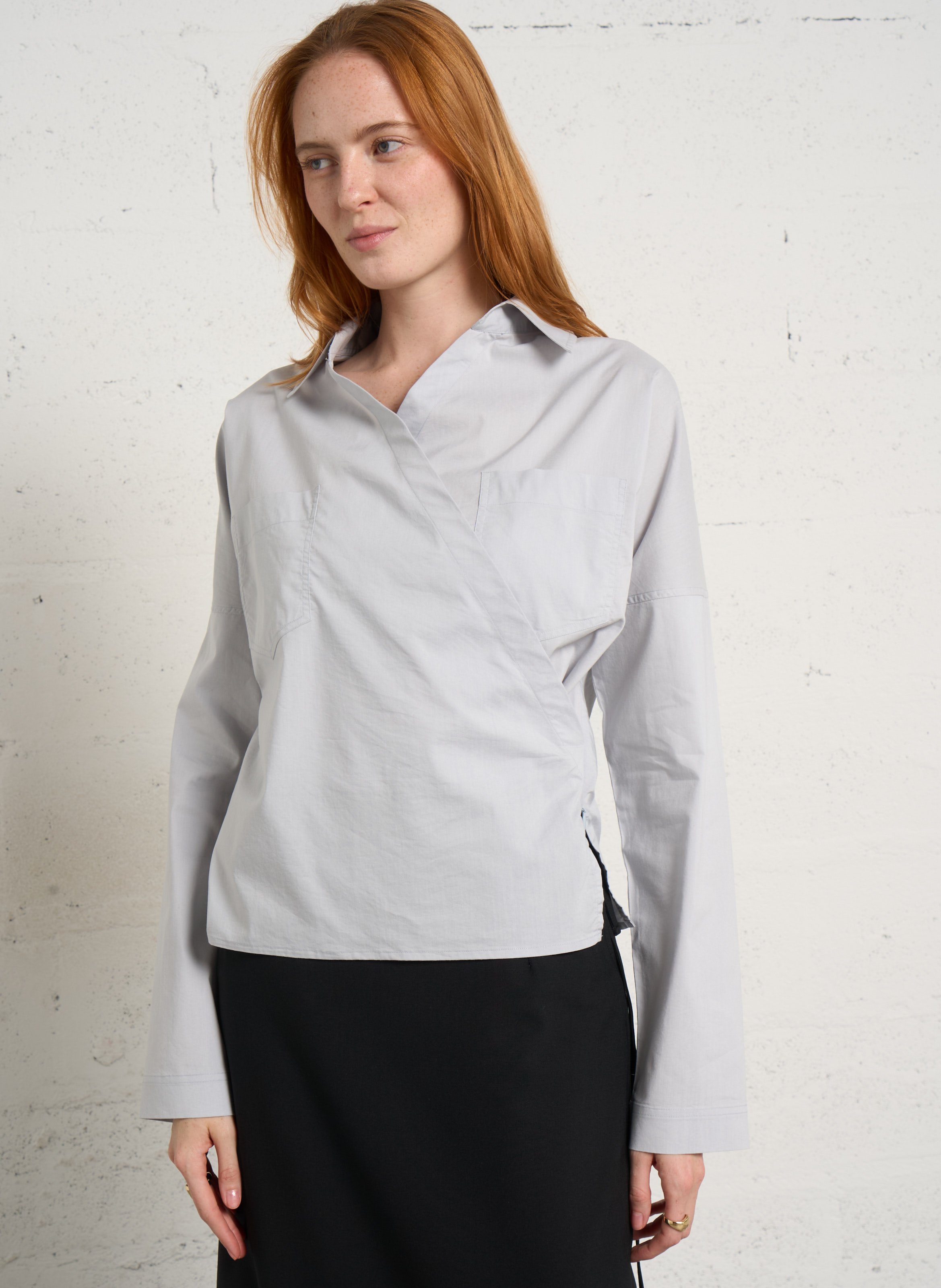 Chemise asymétrique courte unie lyra IRO Gris