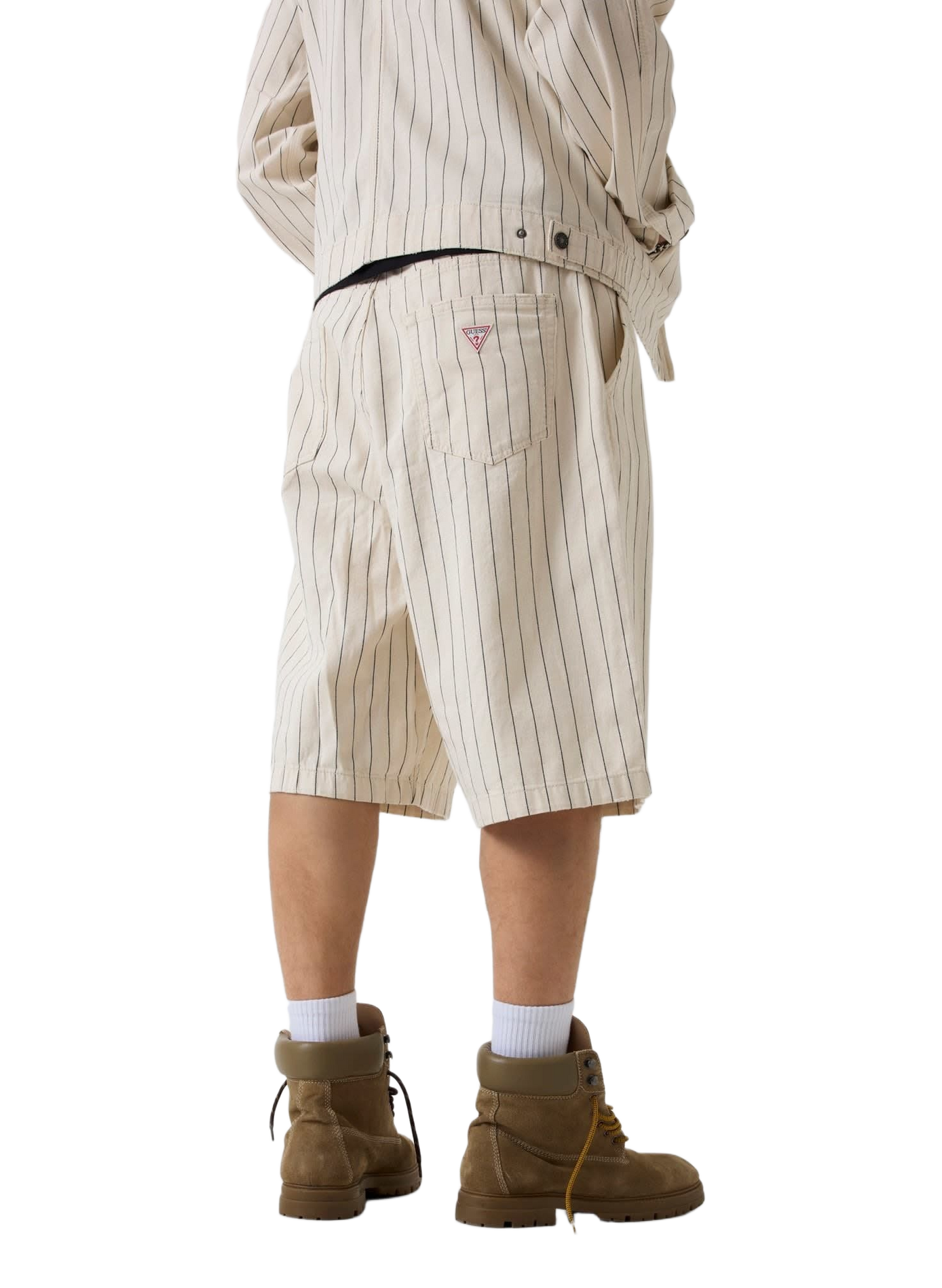 Baggy striped cotton bermuda shorts GUESS Beige