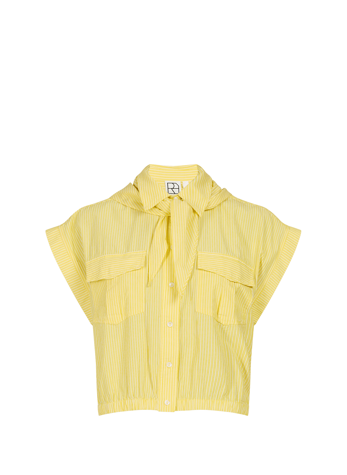 Short-sleeved striped cotton shirt ROUGE EDIT Yellow