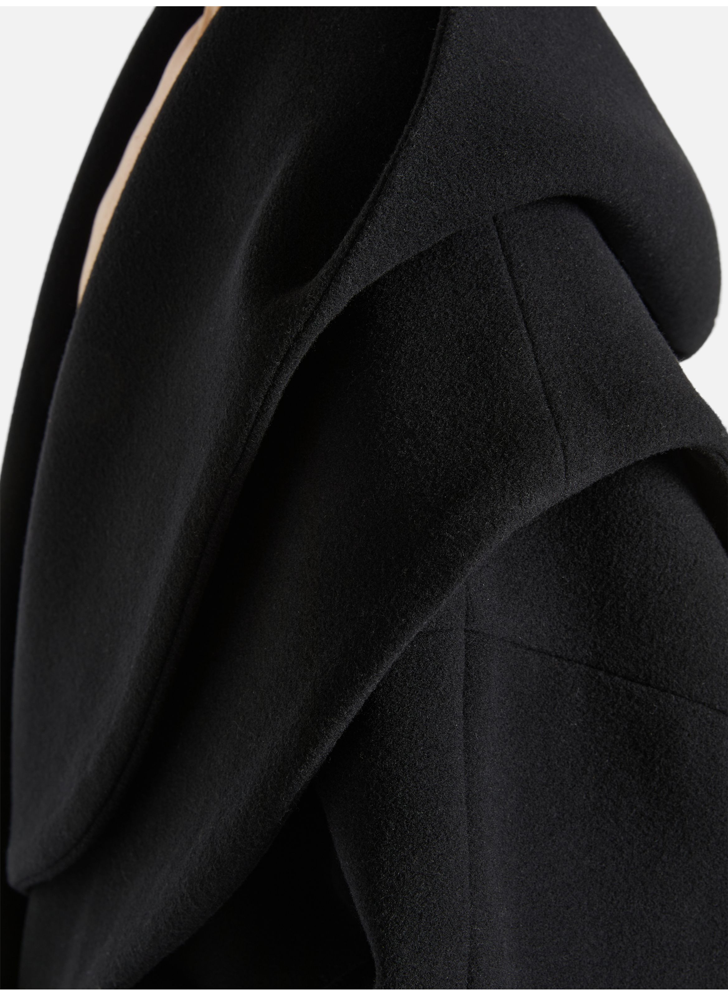 Caban oversize à capuche en laine BALMAIN Noir