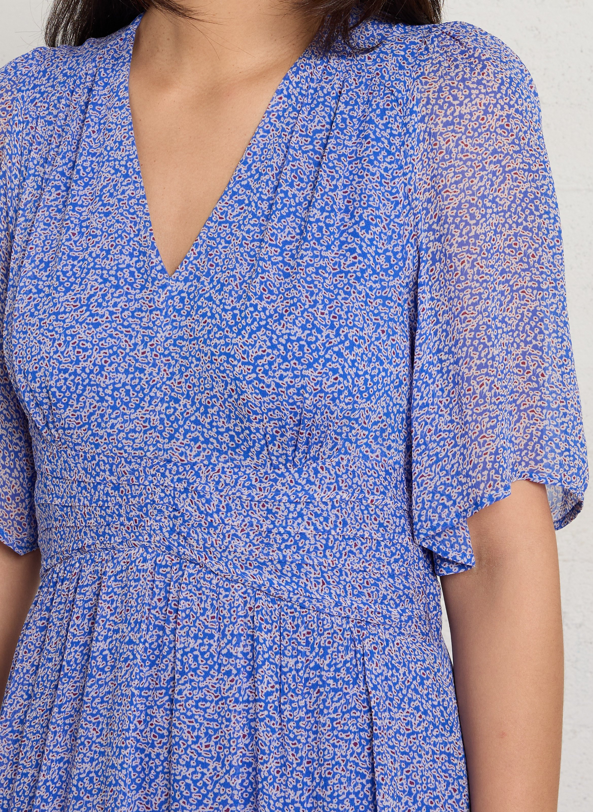 Robe longue ample col v bradie MAISON 123 Bleu