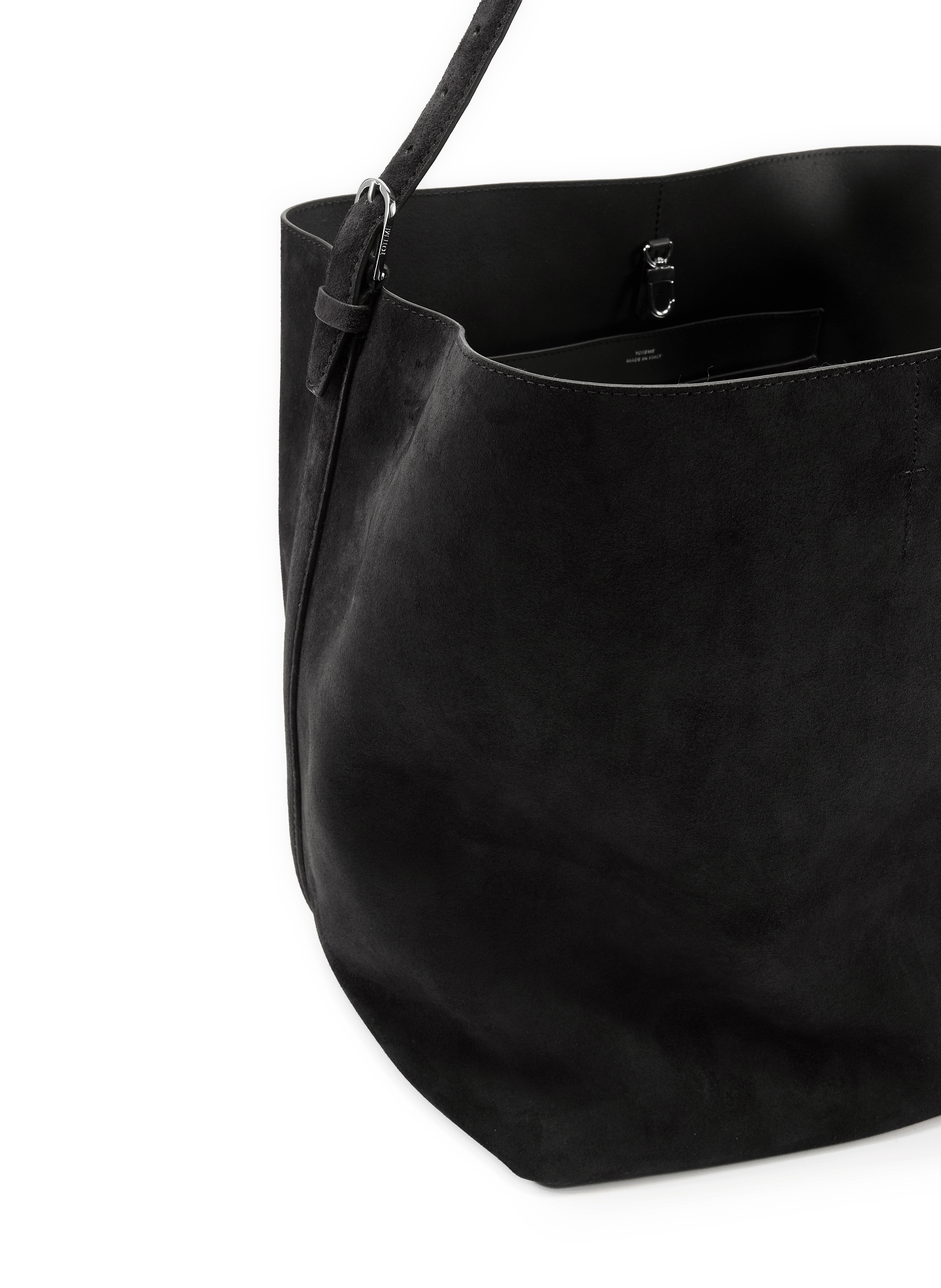 Belted suede leather tote bag TOTEME Brown