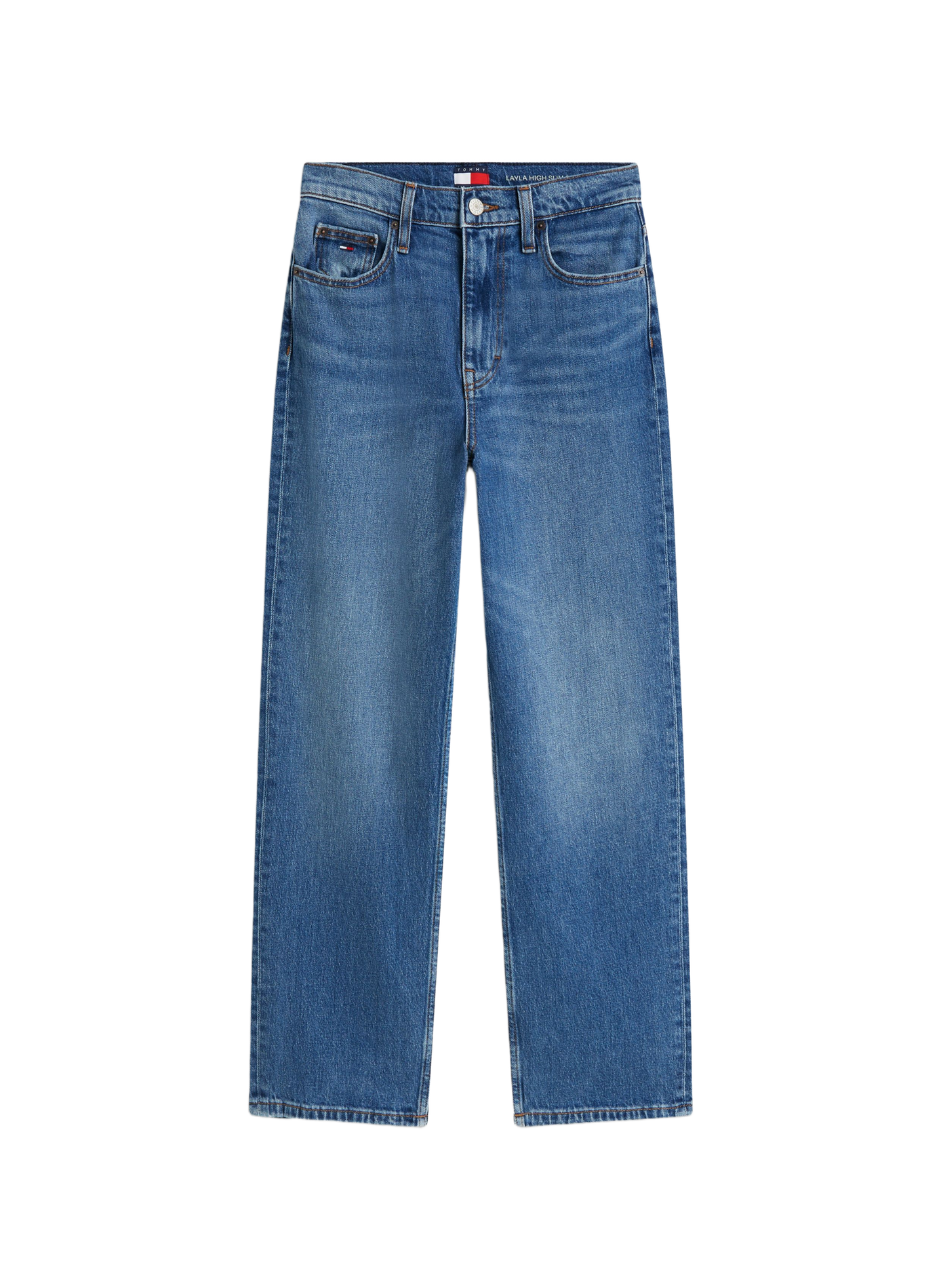 Jean droit en coton délavé TOMMY HILFIGER Bleu