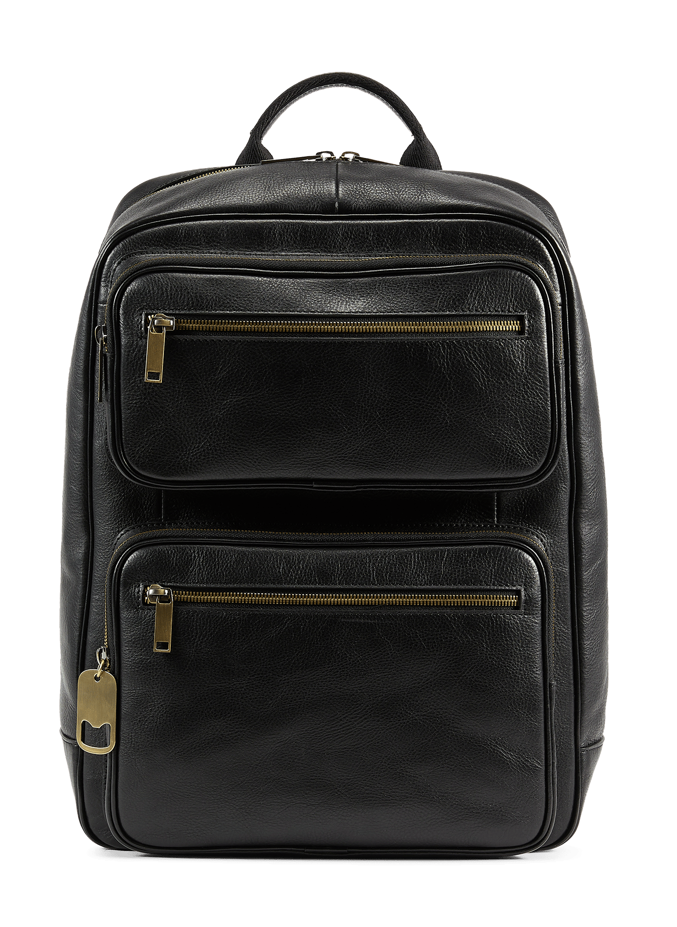 Grained Leather Backpack with Multiple Pockets SAISON 1865 Black