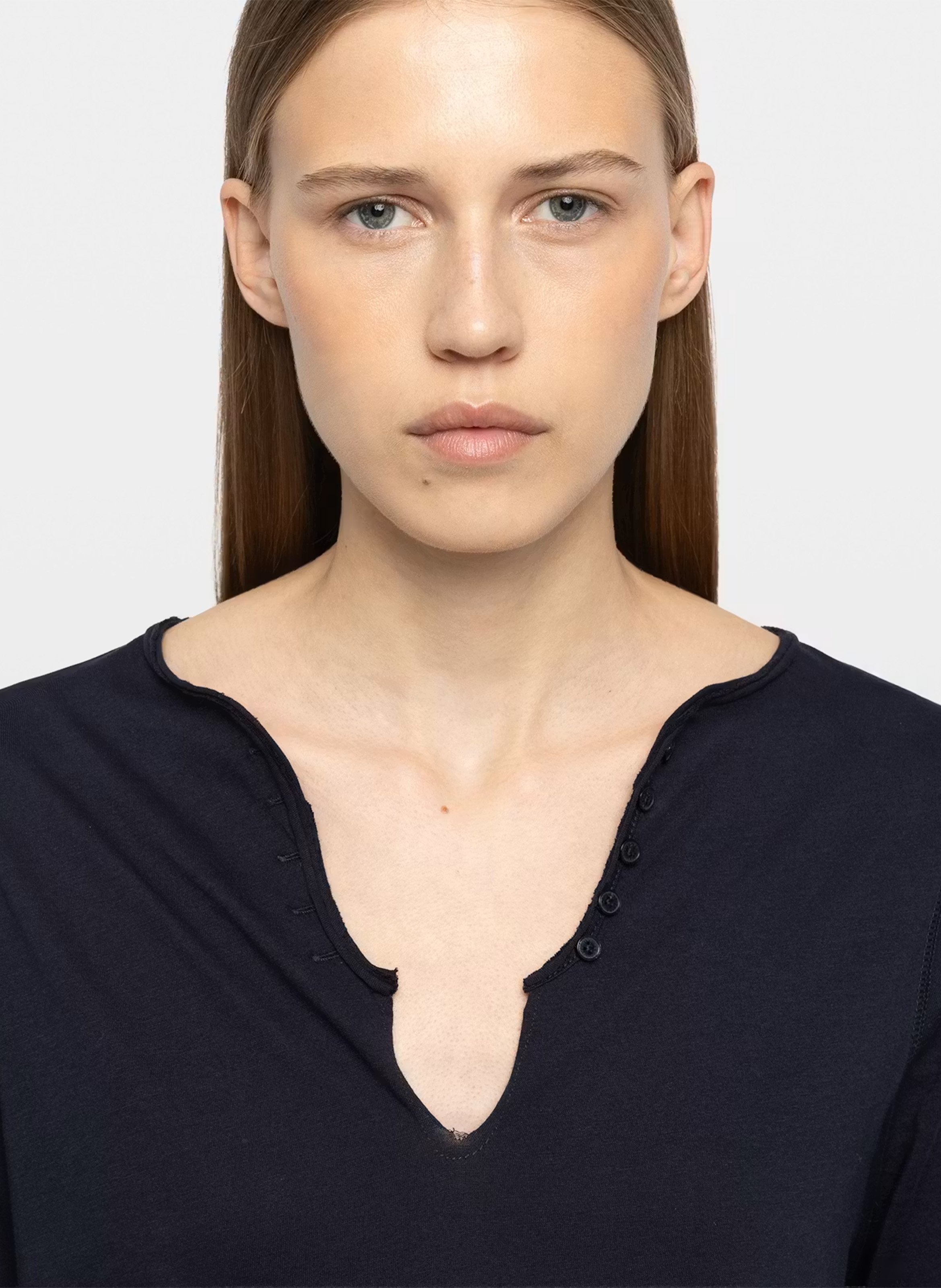 Tee-shirt col v en coton tuni ZADIG&VOLTAIRE Bleu