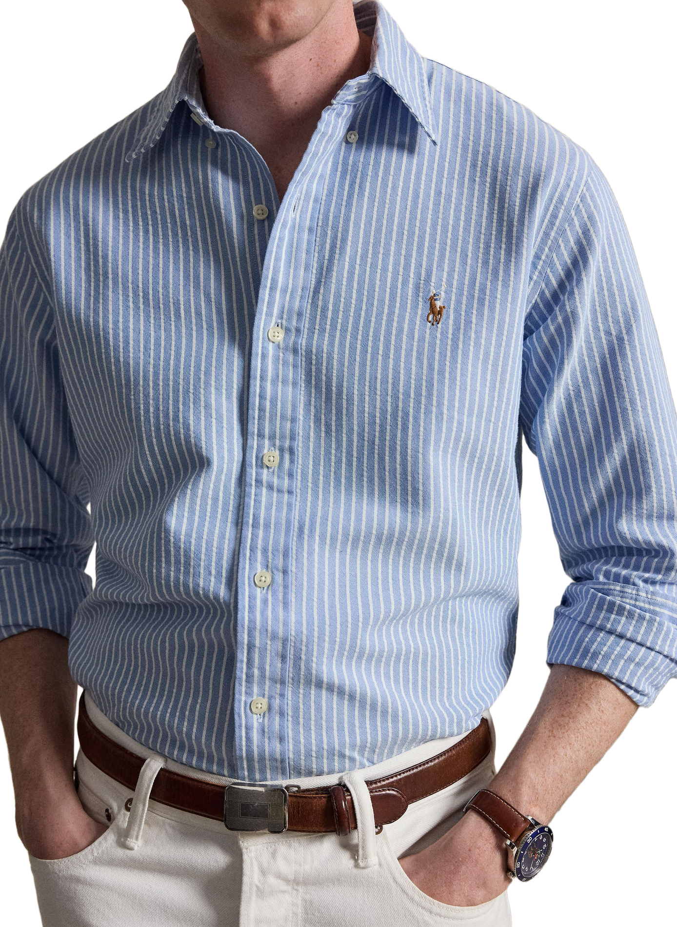 Gestreiftes Hemd aus Baumwolle POLO RALPH LAUREN Blau