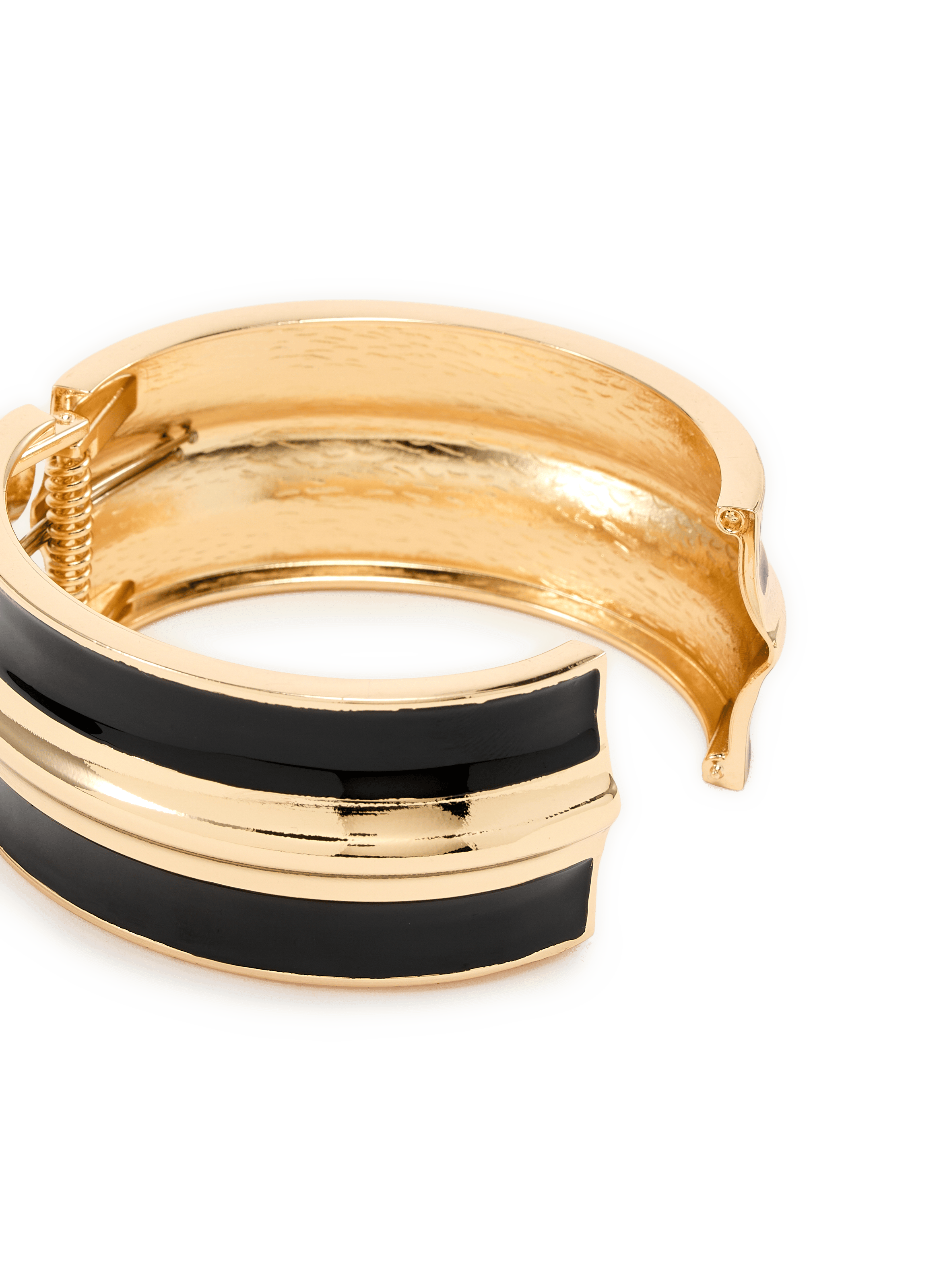 Gelbgold vergoldetes Emaille-Armband. AU PRINTEMPS PARIS Schwarz