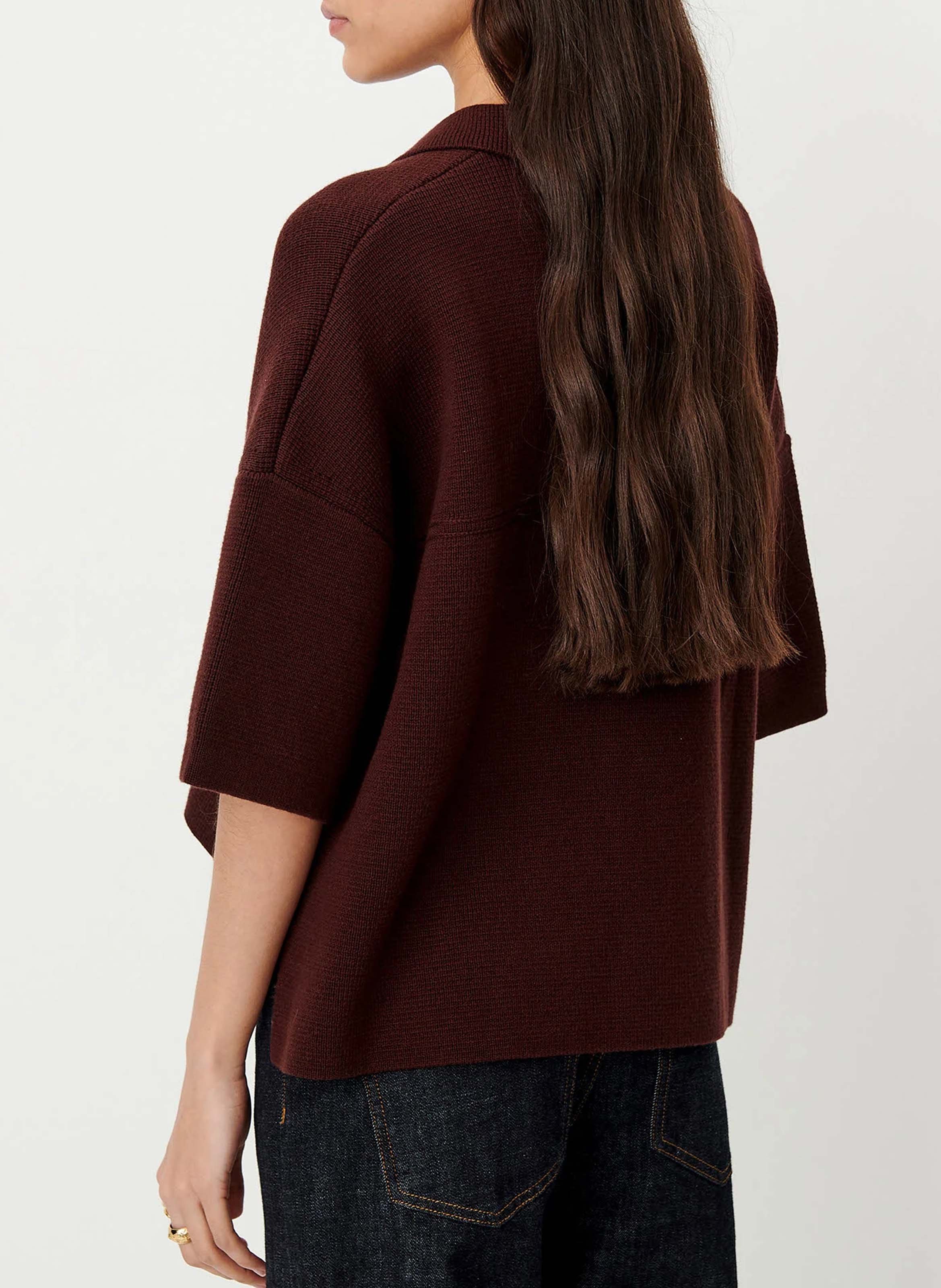 Pull polo oversize en maille rigel SESSUN Marron