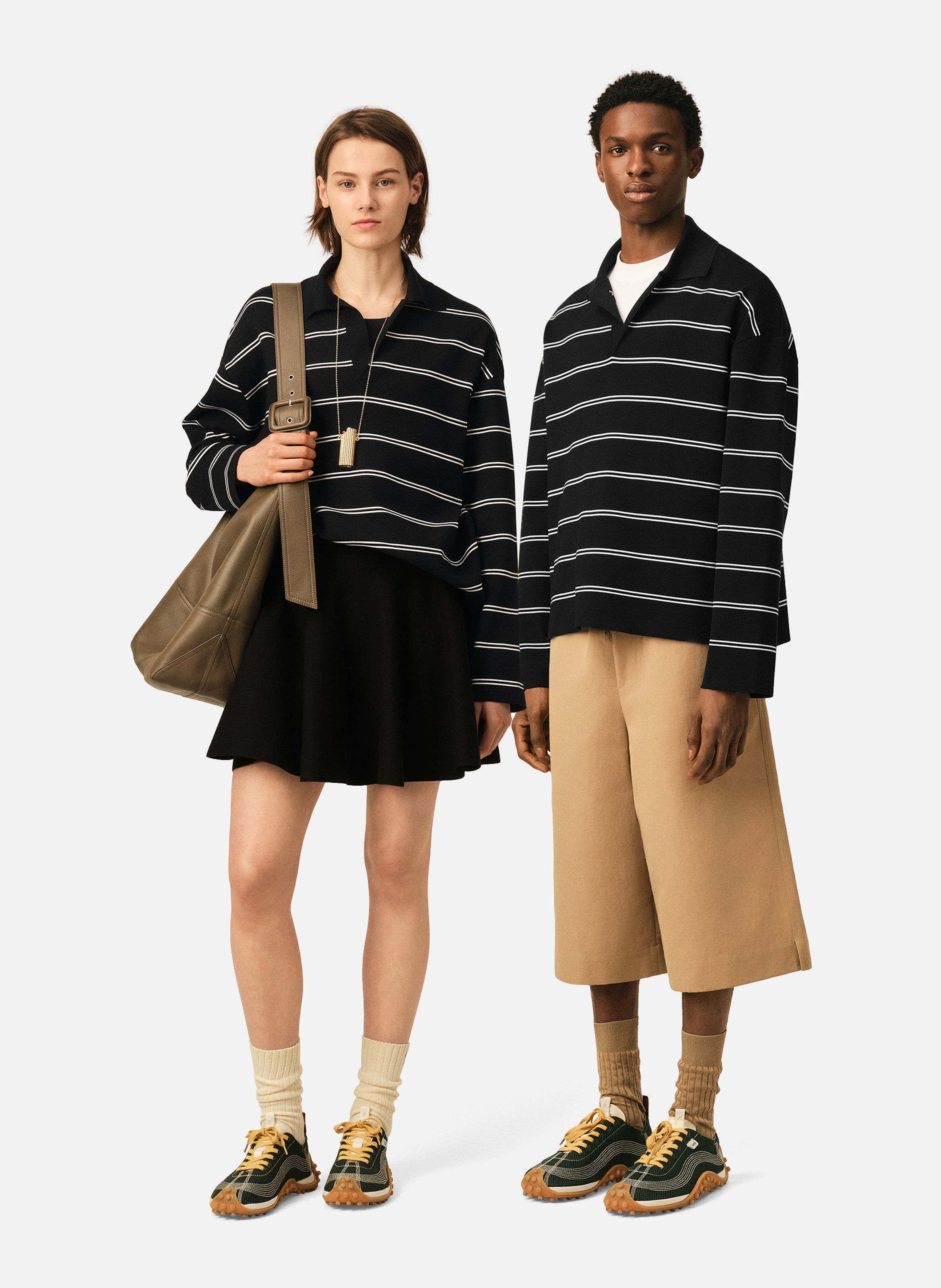 Polo à rayures patch ami unisexe en coton AMI PARIS Blanc