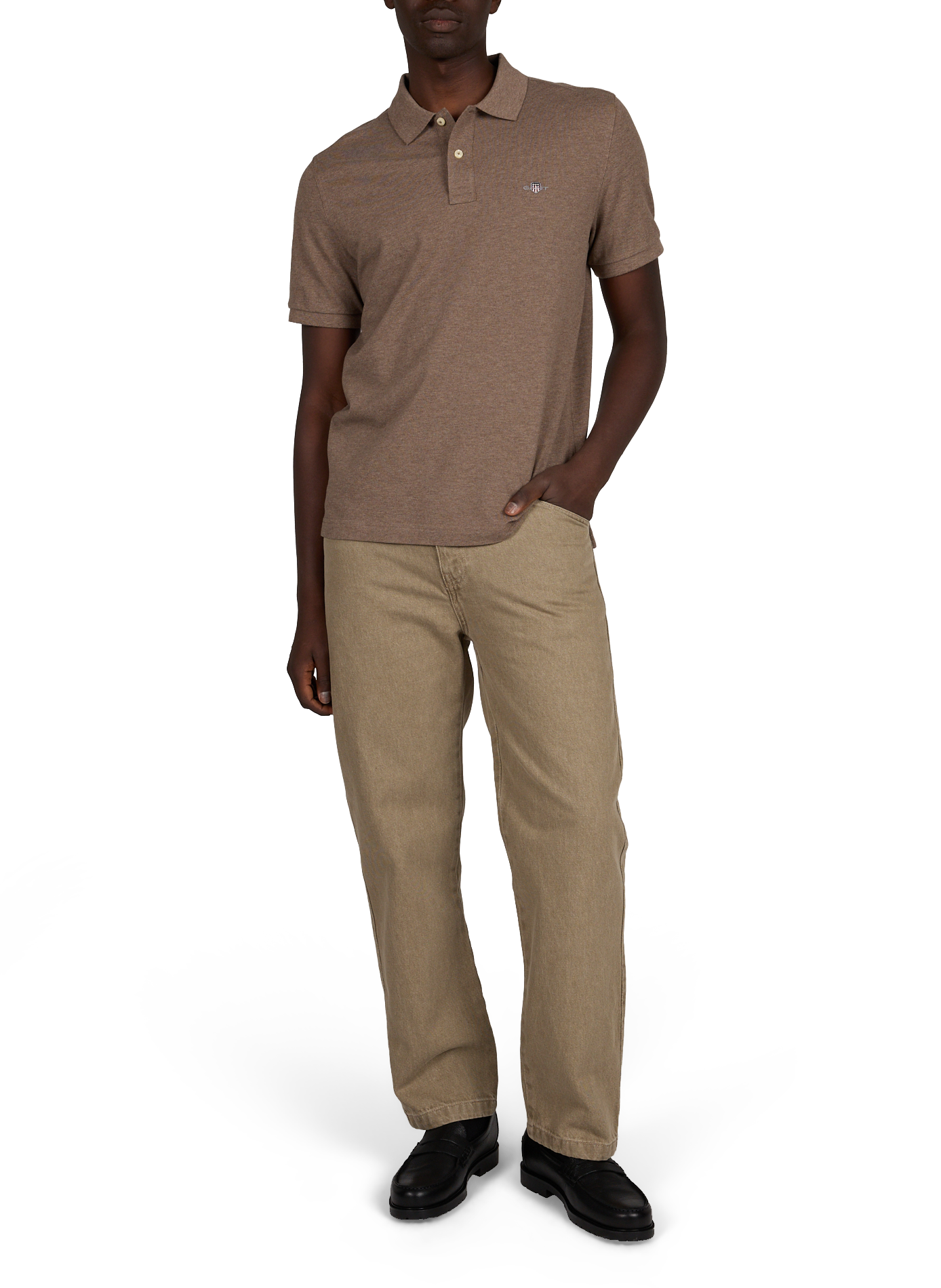 Short-sleeved cotton polo shirt GANT Brown