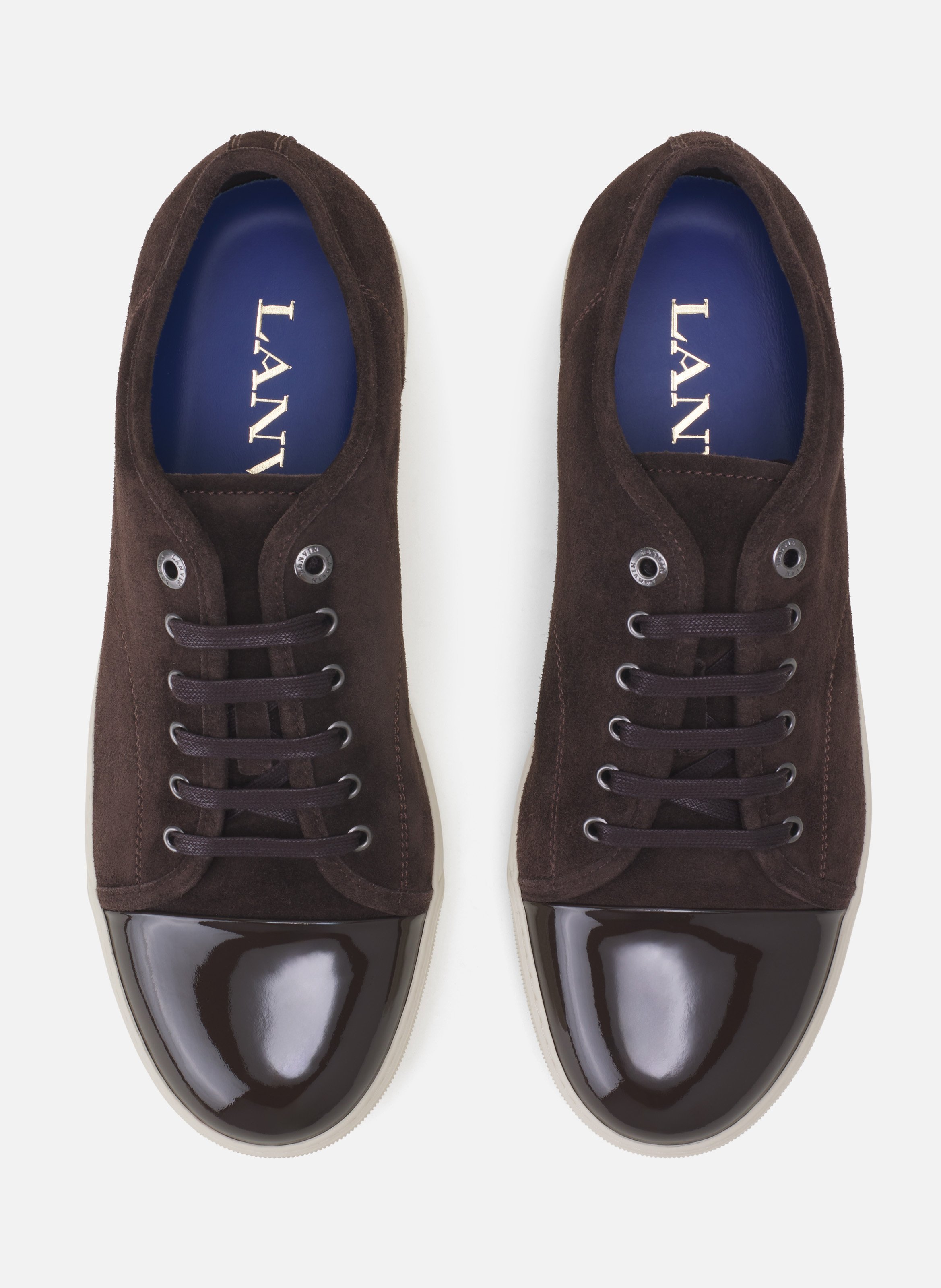 Sneakers dbb1 en suede et cuir vernis LANVIN Marron