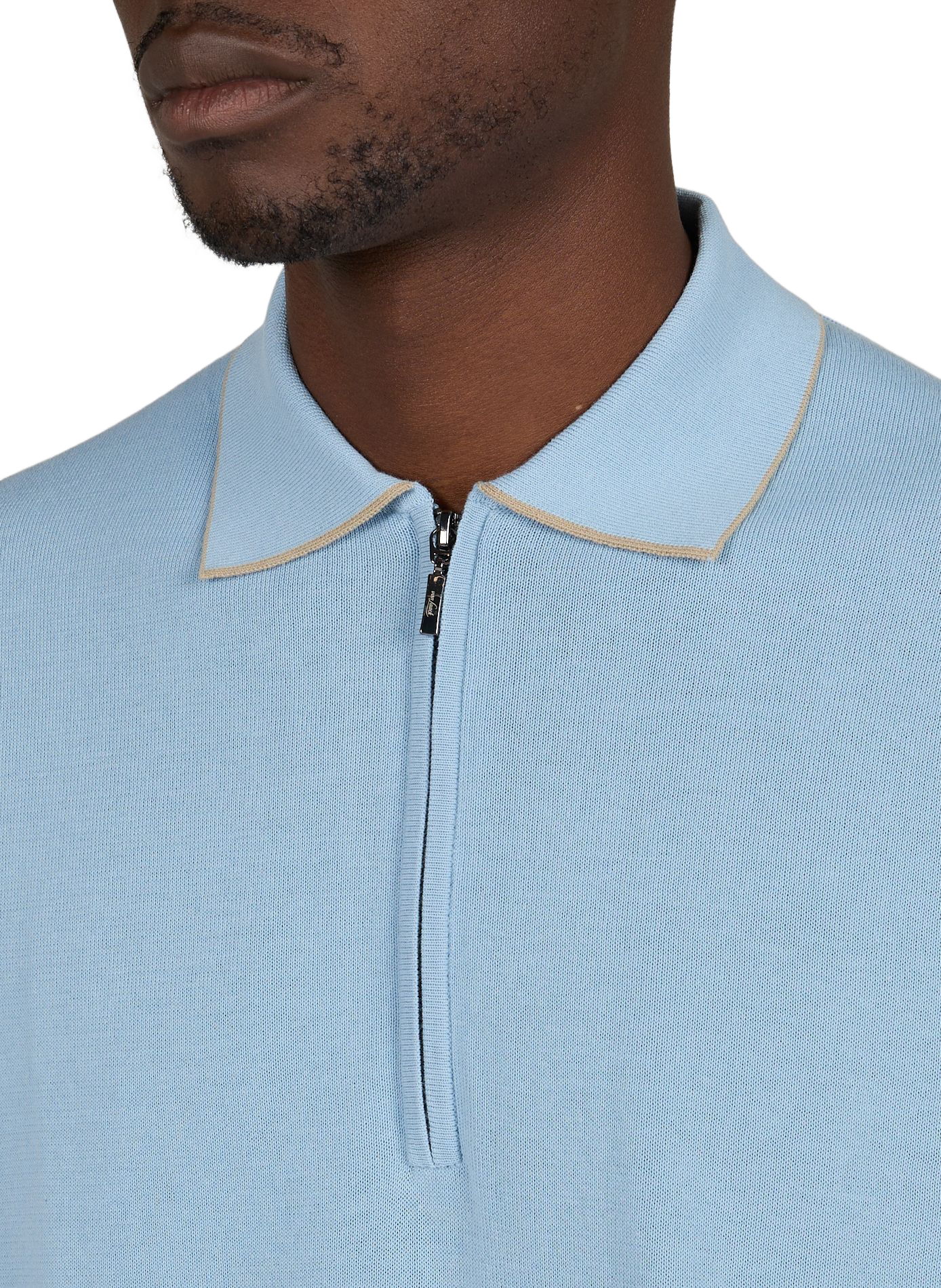 Polo mit Reißverschluss am geraden Kragen in Uni-Farbe VAN LAACK Blau