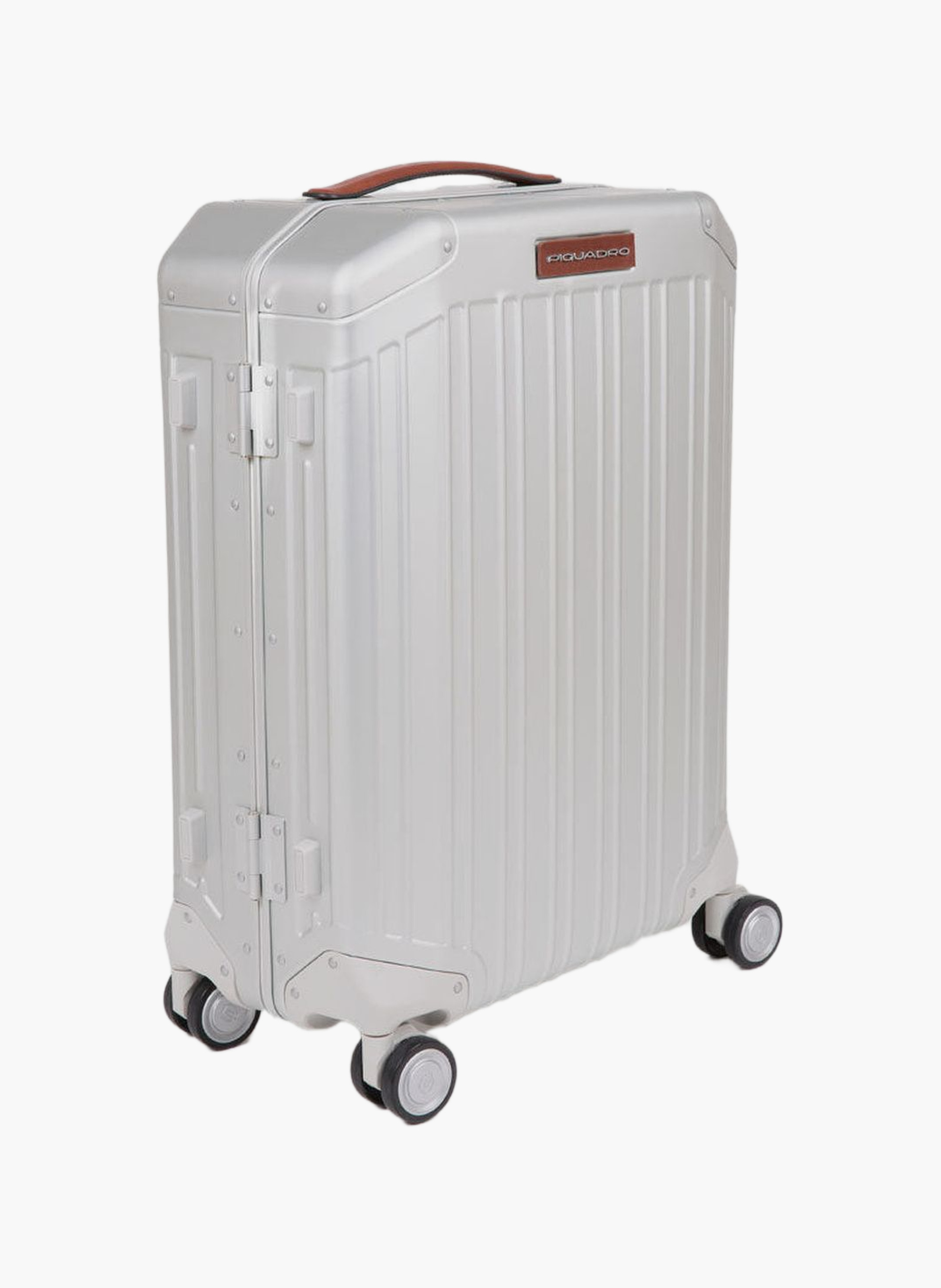 Aluminum 4 wheel suitcase with tsa lock PIQUADRO Grey