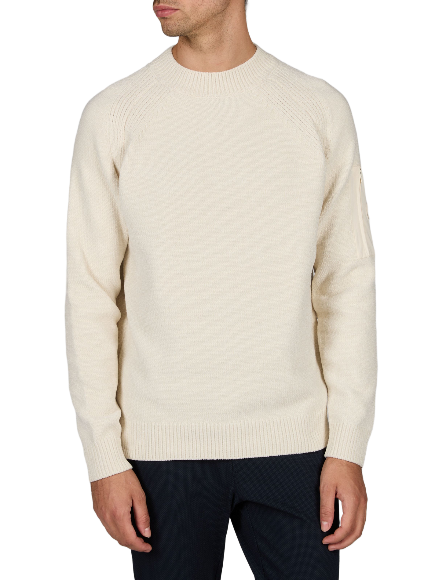 Runder gerader Pullover in Uni-Farbe 1789 CALA Beige