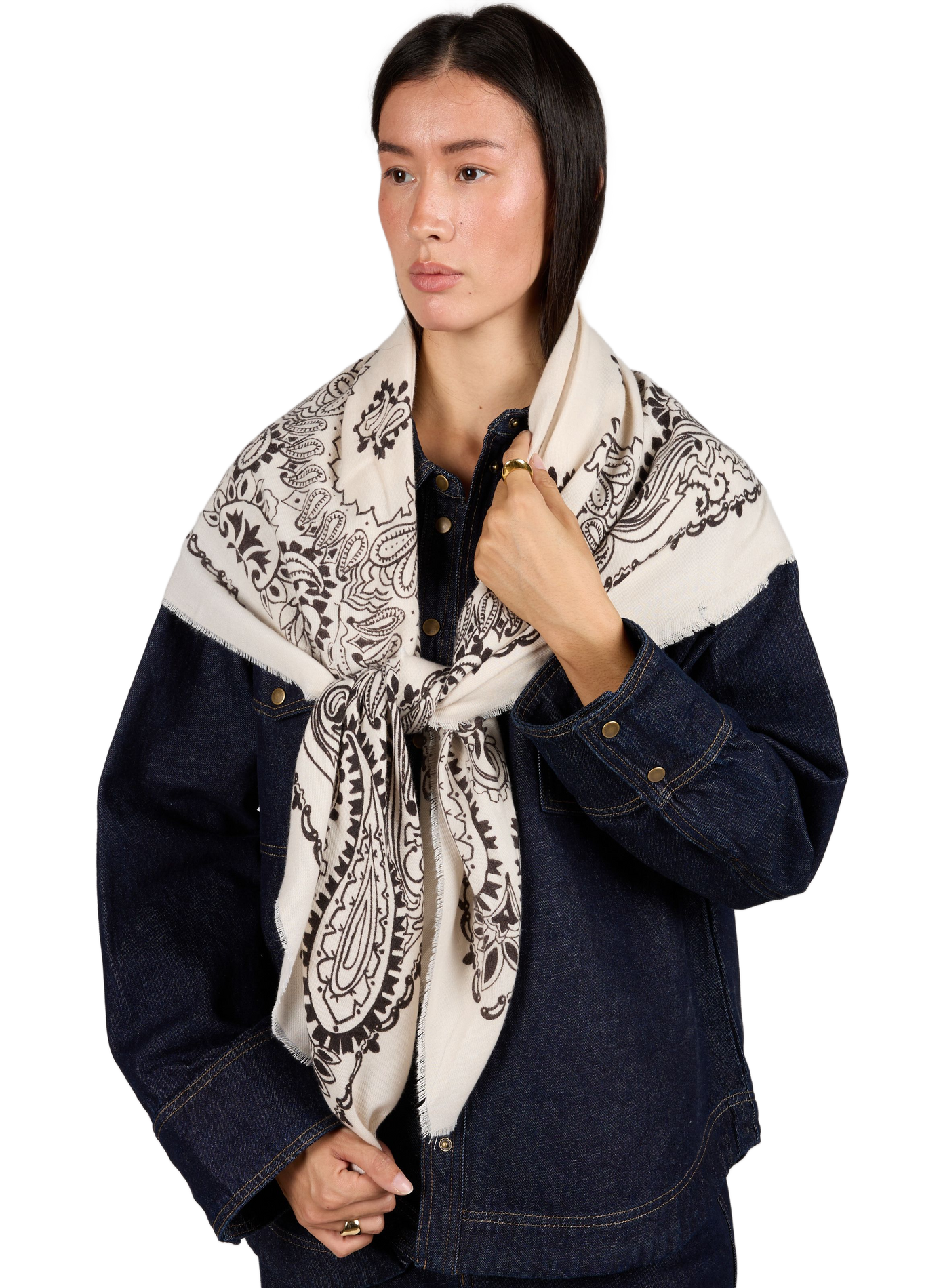 Printed fringed scarf AU PRINTEMPS PARIS Beige