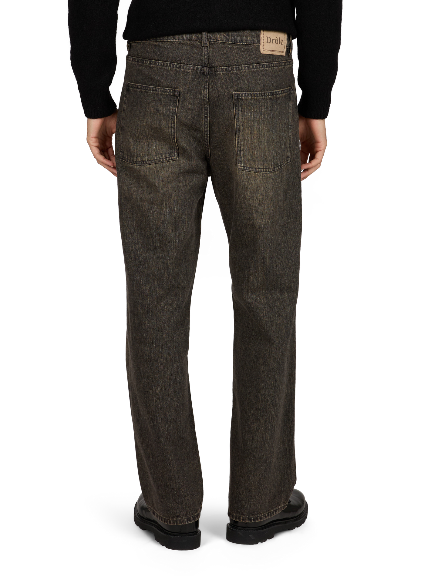 Straight-leg trousers in washed cotton denim DROLE DE MONSIEUR Khaki