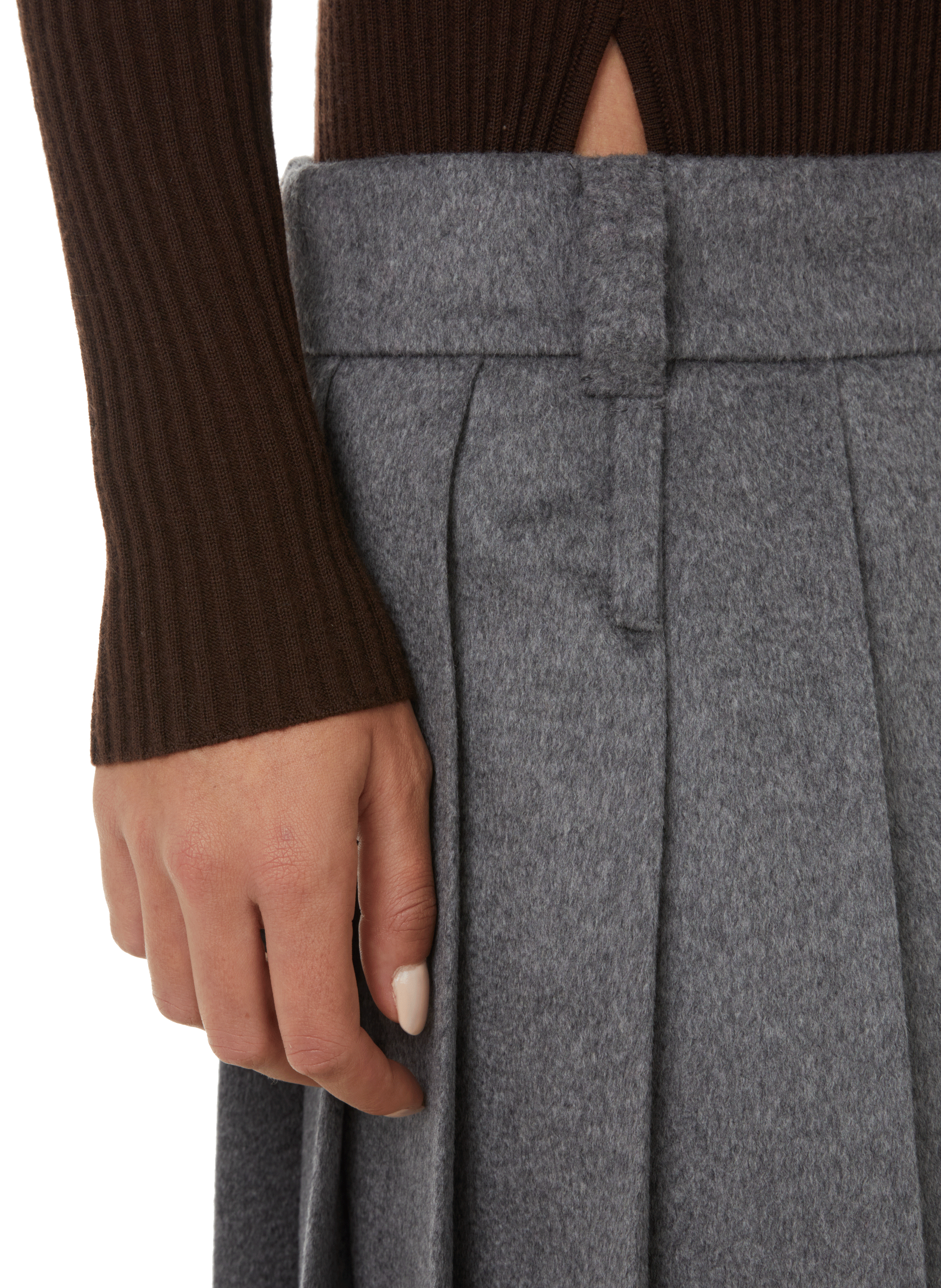 Virgin wool and cashmere pleated skirt MIU MIU Grey