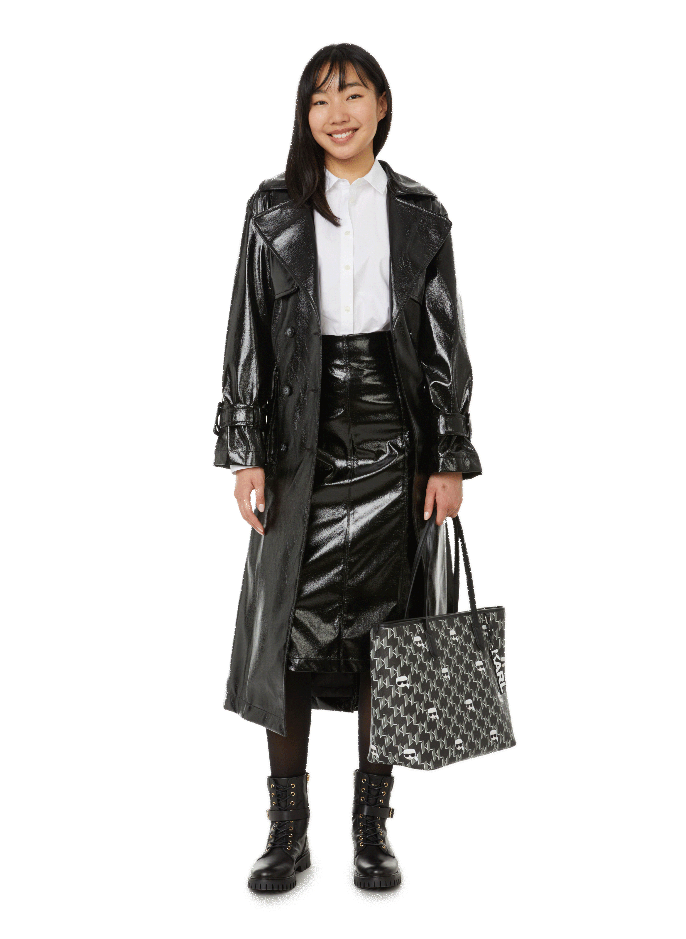 Jupe midi évasée en vinyle SAISON 1865 Noir