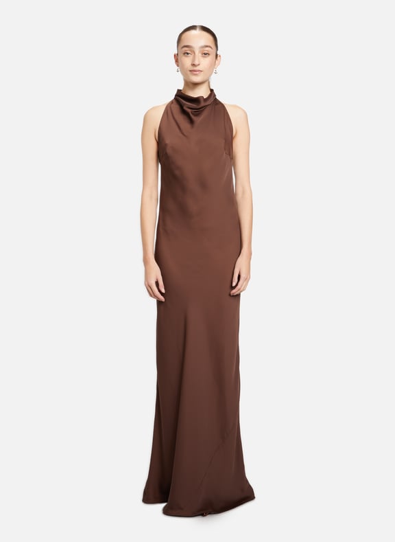 Robe longue satiné et dentelle Marron by ROTATE ROTATE Robe longue satiné et dentelle Marron