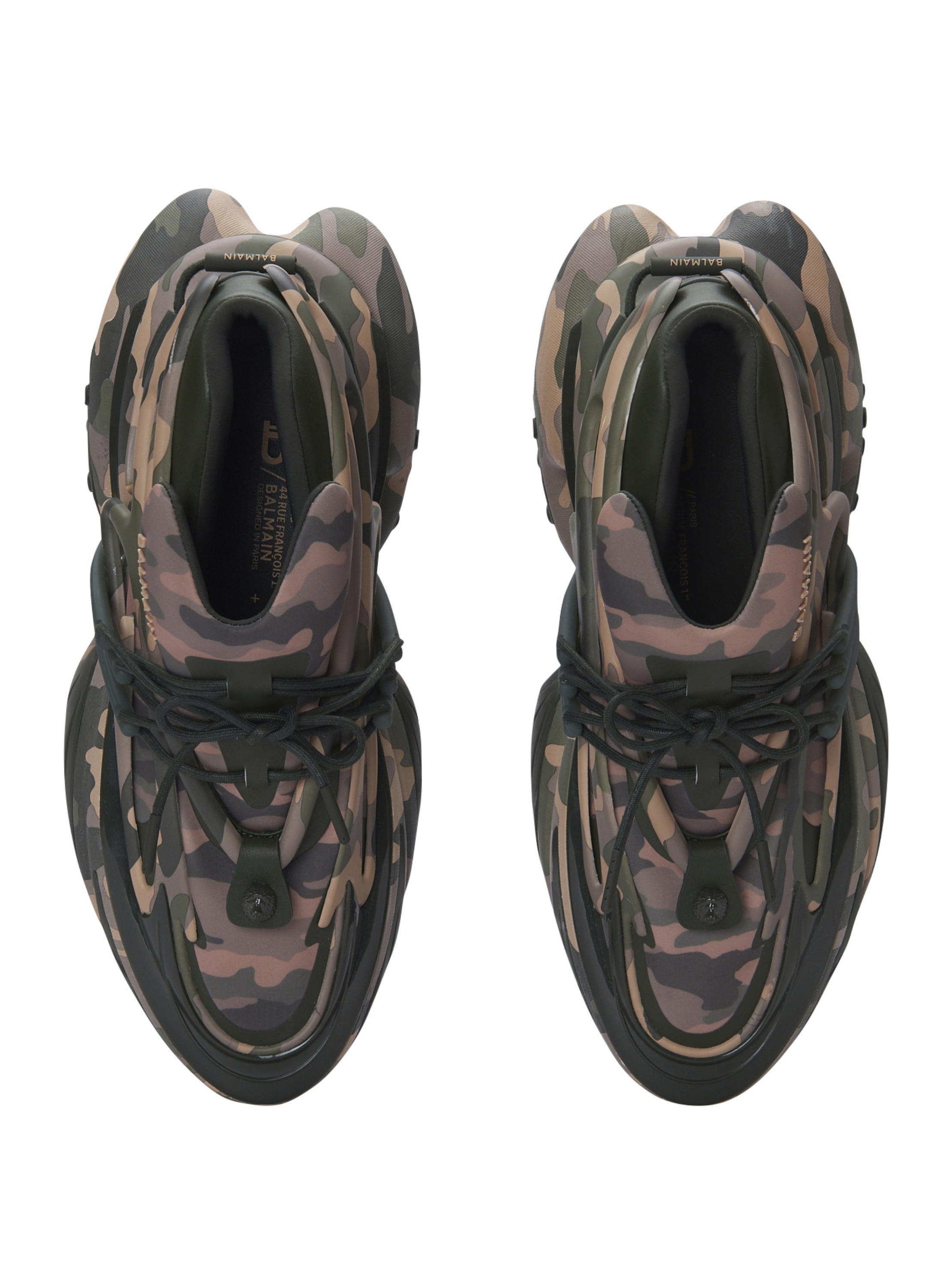 Baskets unicorn low imprimées camouflage BALMAIN Vert
