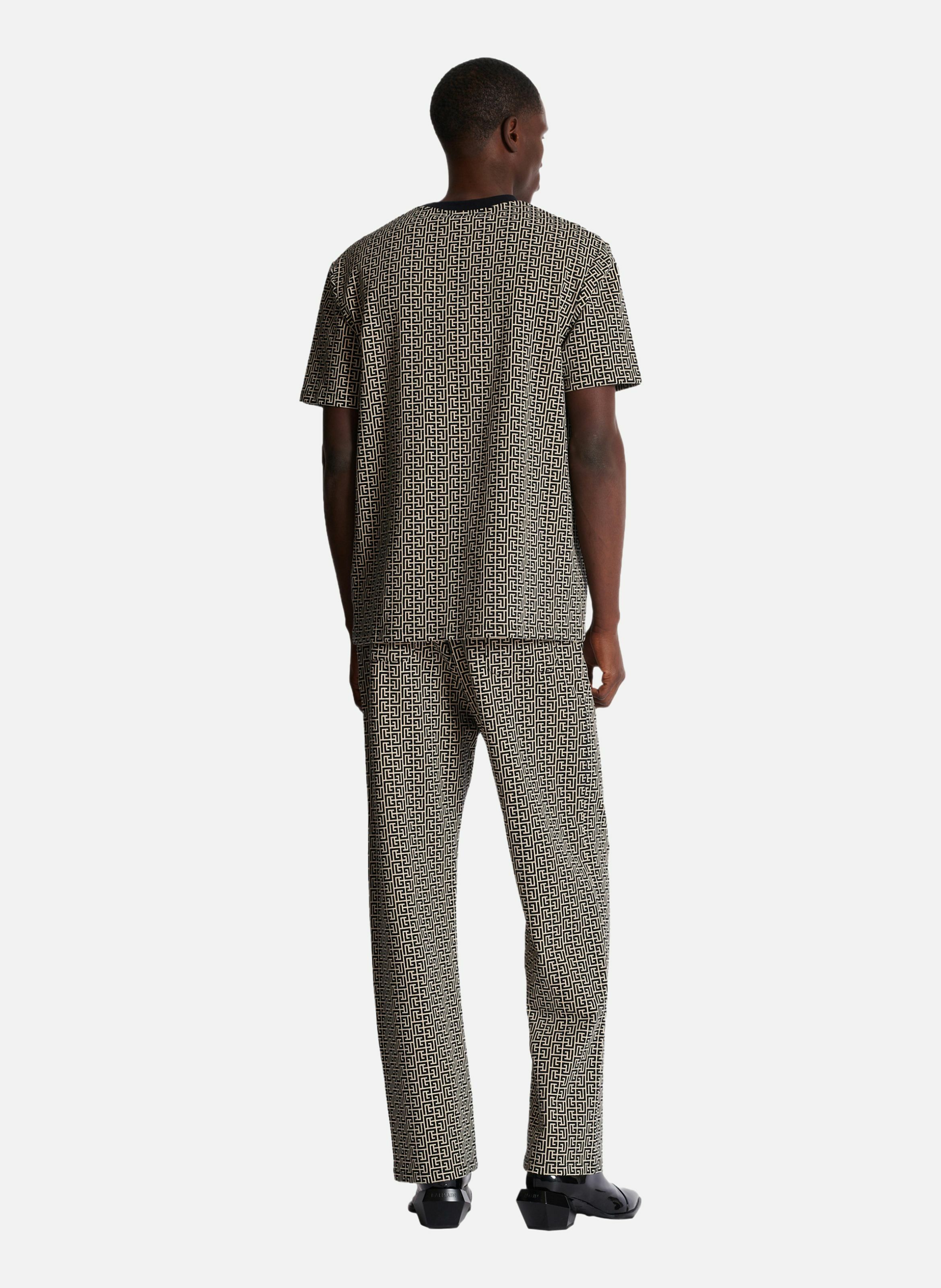 T-shirt en jacquard monogramme pb labyrinthe BALMAIN Noir