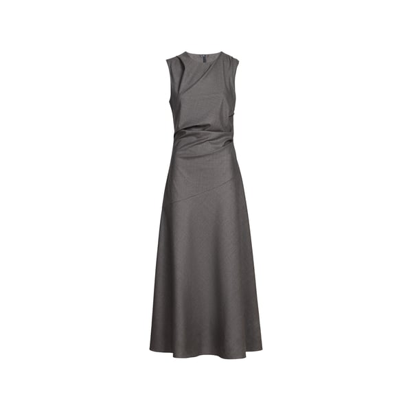 Robe longue drapée en laine vierge