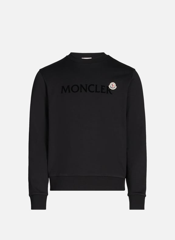 Sweatshirt à logo en coton Noir by MONCLER MONCLER Sweatshirt à logo en coton Noir