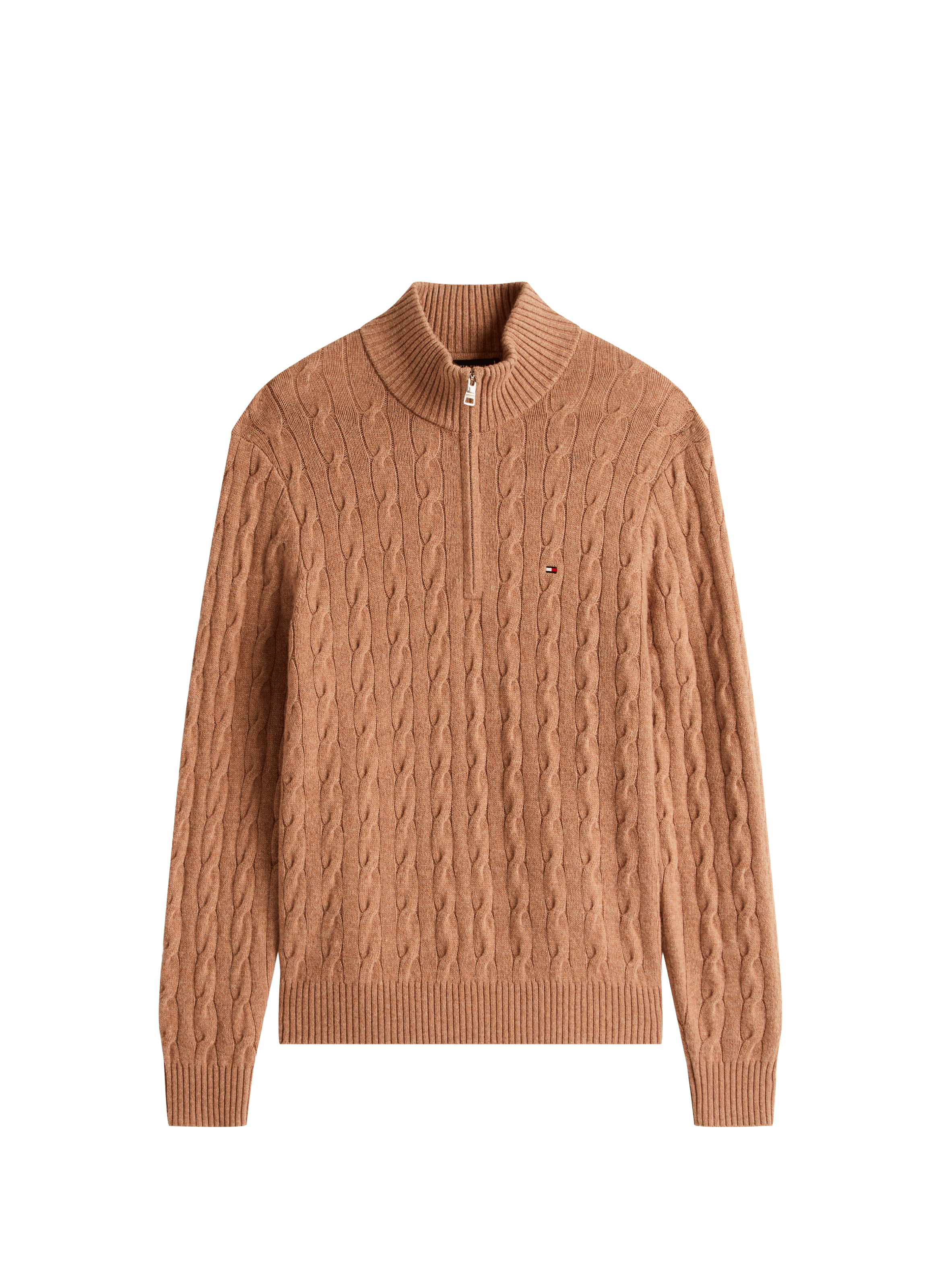 Pull col zippé en laine mélangée Beige by TOMMY HILFIGER TOMMY HILFIGER Pull col zippé en laine mélangée Beige