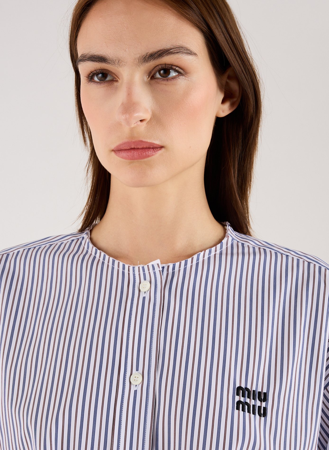 Cropped cotton shirt MIU MIU Multicolour